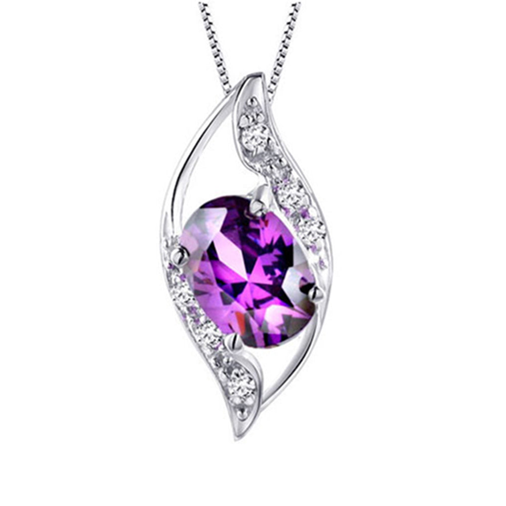 Elegant MABELLA Sterling Silver Birthstone Oval Cut Leaves Pendant Necklace - Perfect Birthday Gift for Women, Mothers, Wives | Ideal for Anniversaries, Valentine's Day & Special Occasions