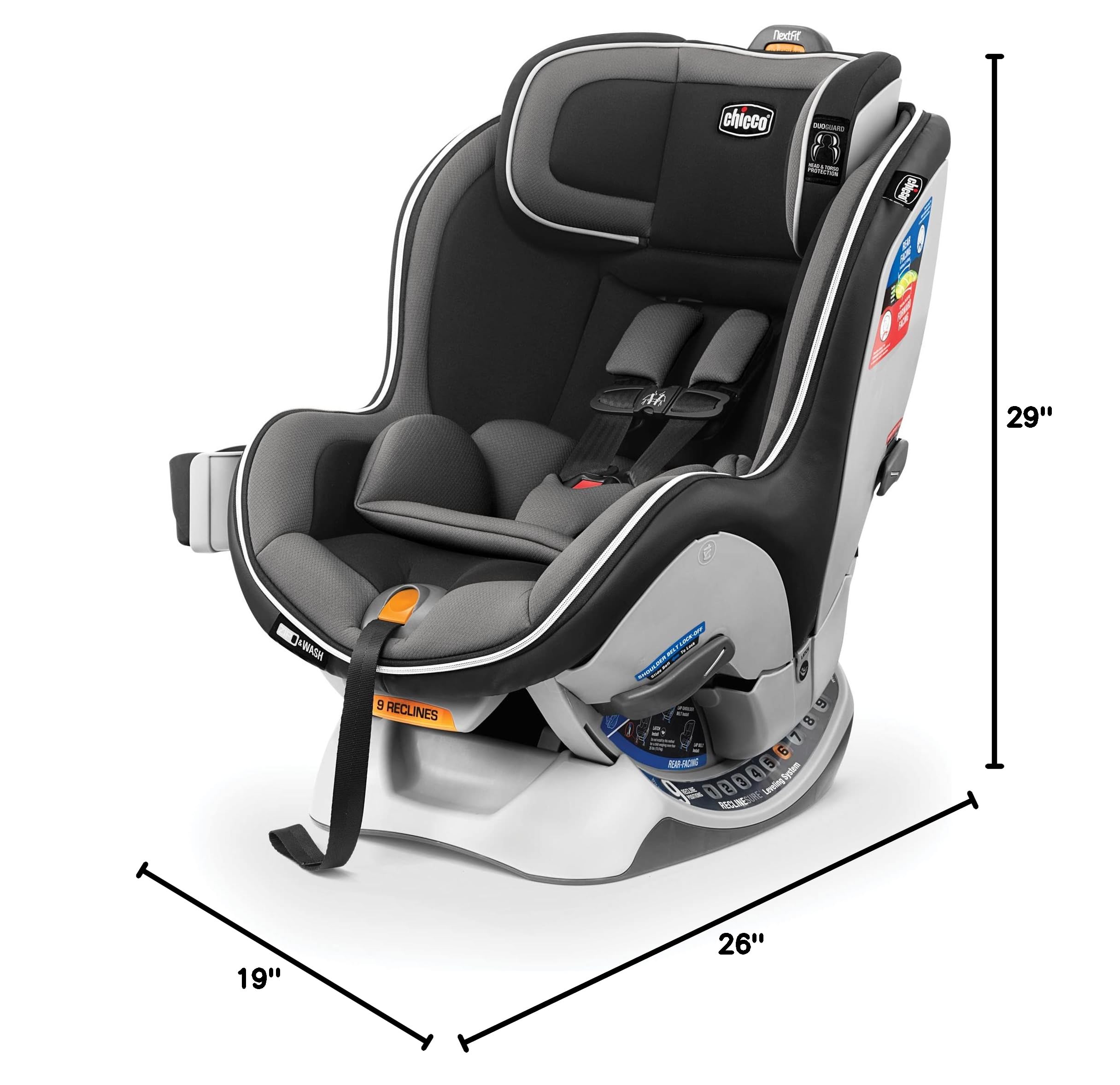 Chicco NextFit Zip Convertible Car Seat - Rear Facing 5-40 lbs & Forward Facing 25-65 lbs - Premium Infant & Toddler Safety Seat with Easy Zip Installation - Carbon Black Grey - Perfect for Family Travel, Road Trips & Daily Commute