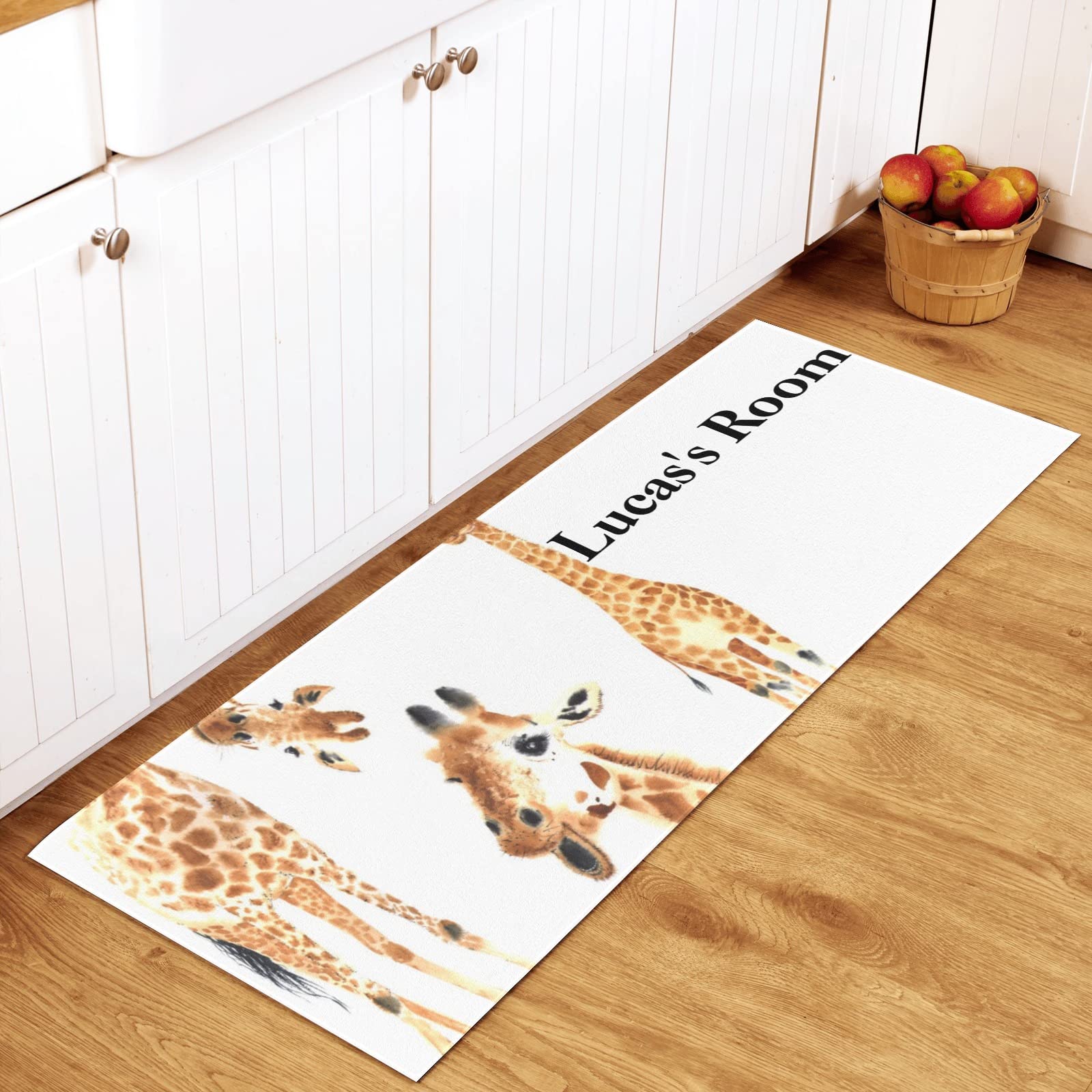 Custom Watercolor Giraffe Washable Non-Slip Rug - Personalized Kitchen Bathroom Floor Mat for Home Decor, Living Room, Garden & Entryway - Soft Absorbent Door Mat for Indoor Outdoor Use