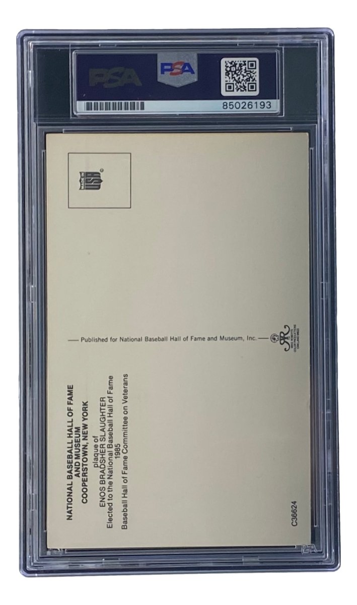 Authentic Enos Slaughter Signed 4x6 St Louis Cardinals HOF Plaque Card with PSA/DNA Certification 85026193 - Perfect for Baseball Memorabilia Collections and Sports Fan Gifts