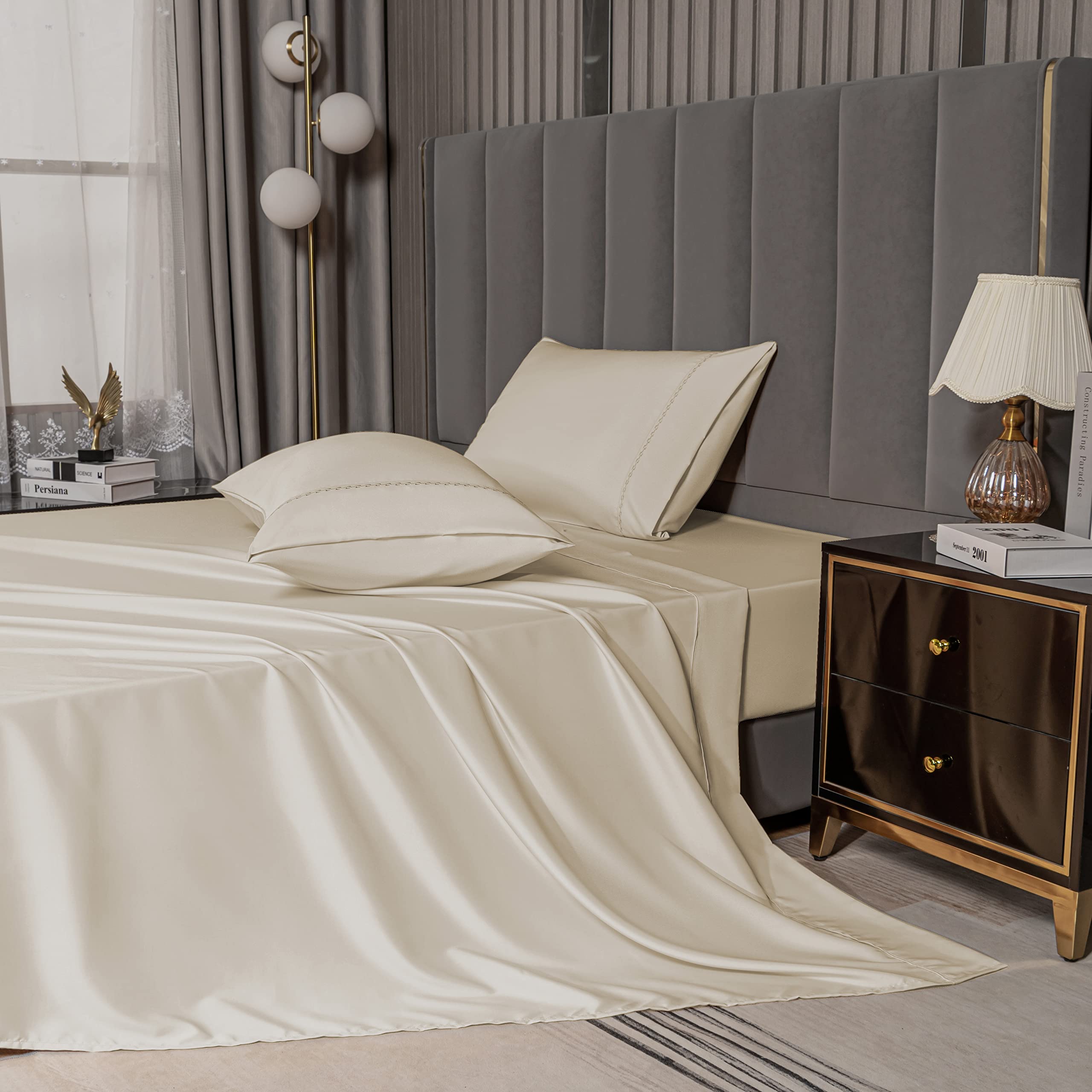 Premium Bamboo King Bed Sheets Set - Cooling, Breathable & Hypoallergenic - 16