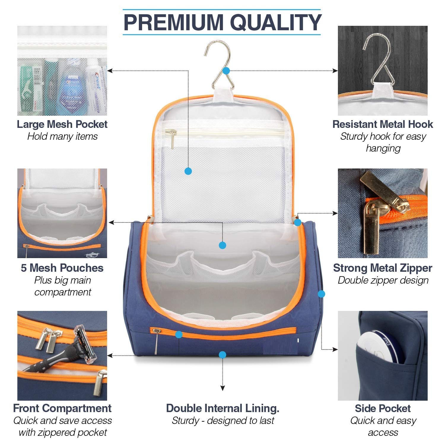 GOCART WITH G LOGO - Multi Functional Portable Toiletry & Cosmetic Bag Organizer for Travel, Gym, and Daily Use | Water-Resistant Makeup Pouch with Multiple Compartments