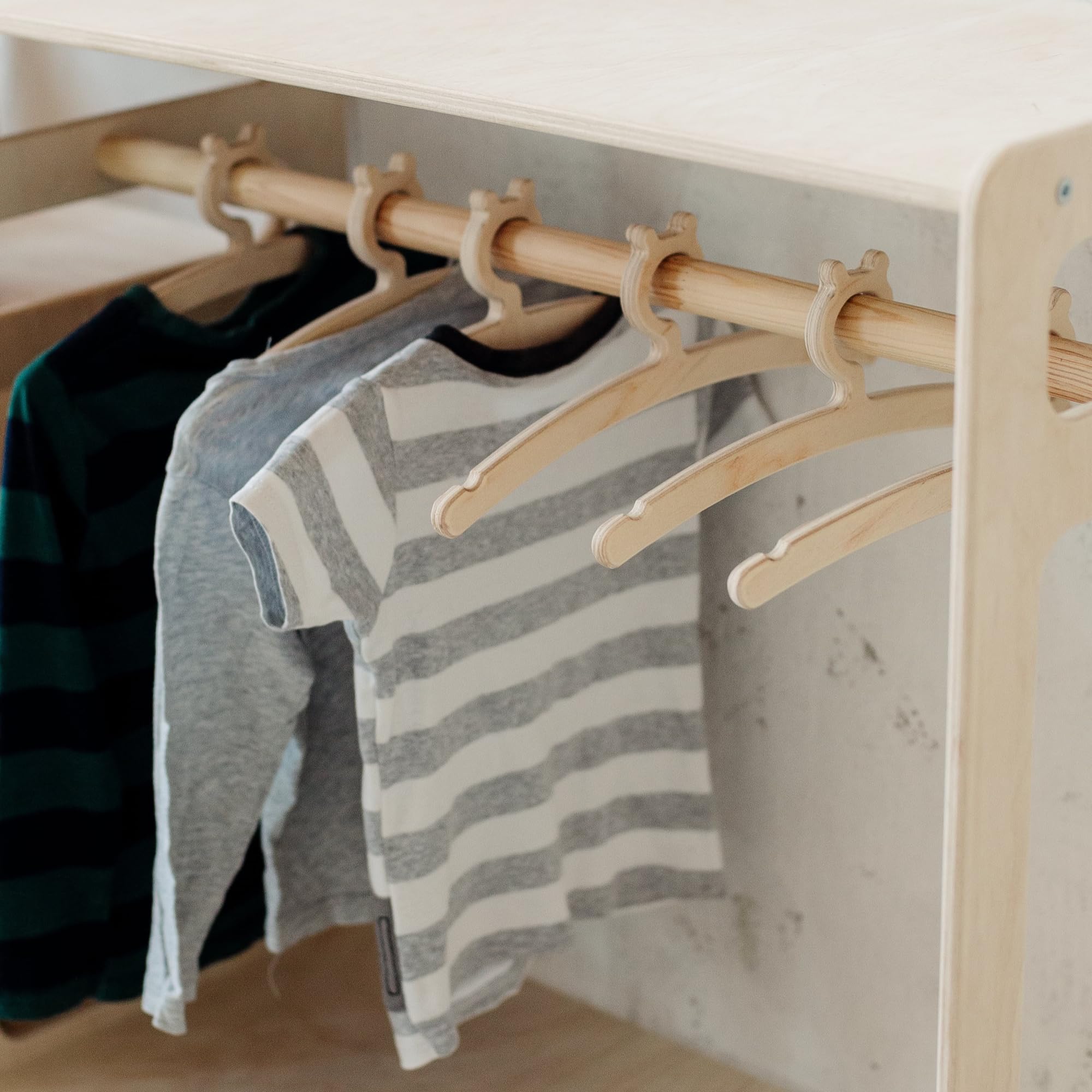 Set of 3 Montessori Toy Shelves & Kids Clothing Rack - Wooden Open Storage Shelves for Toys, Books & Clothes - Perfect for Playroom, Bedroom & Montessori Classroom Organization