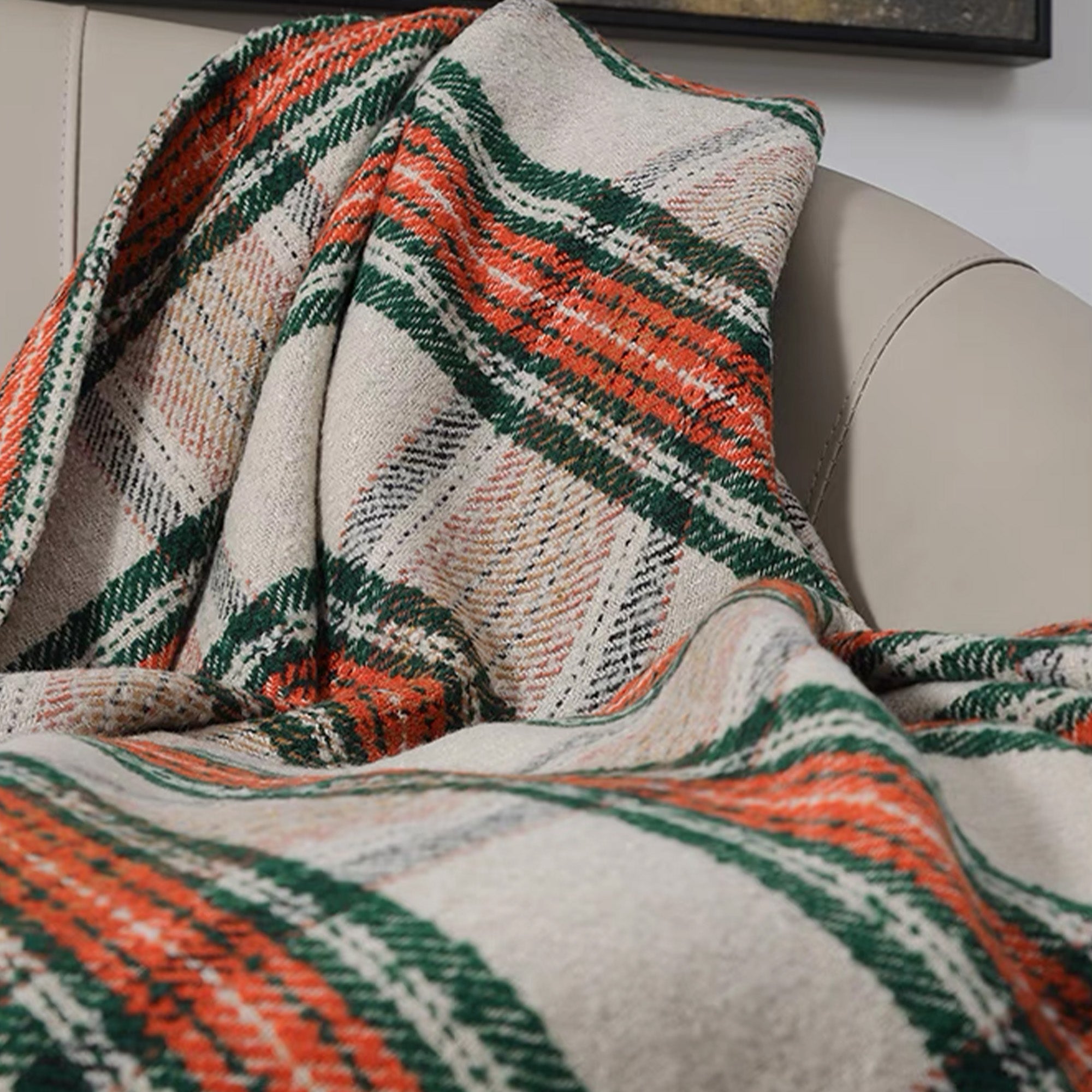 Soft Chenille Rustic Plaid Patterned Throw Blanket - Cozy Warm Fleece Blanket for Couch, Bed & Sofa - Perfect for Winter, Camping & Home Decor