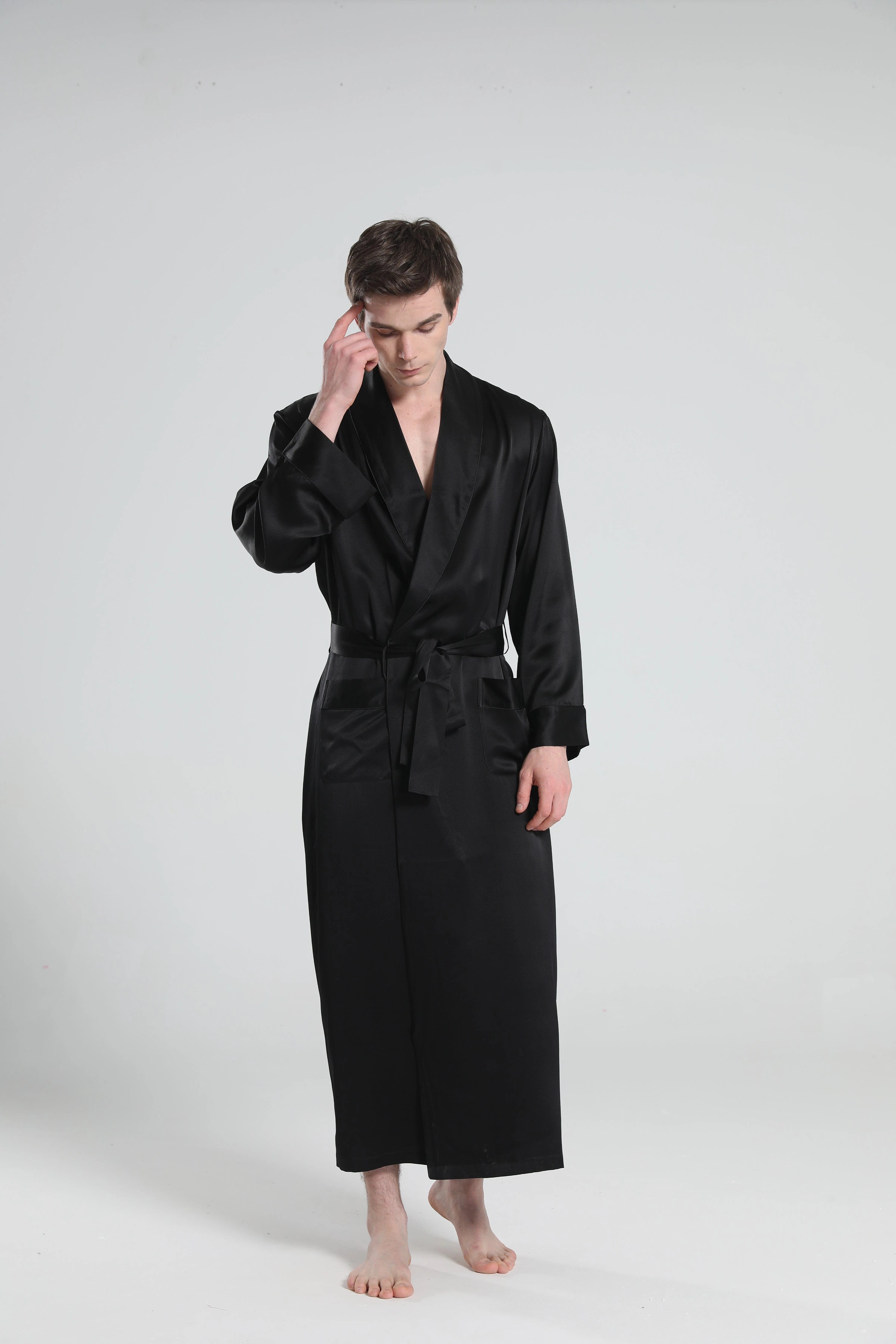 22 Momme Premium Silk Robe Pajamas for Men - Luxury Sleepwear & Lounge Wear for Home Comfort & Relaxation