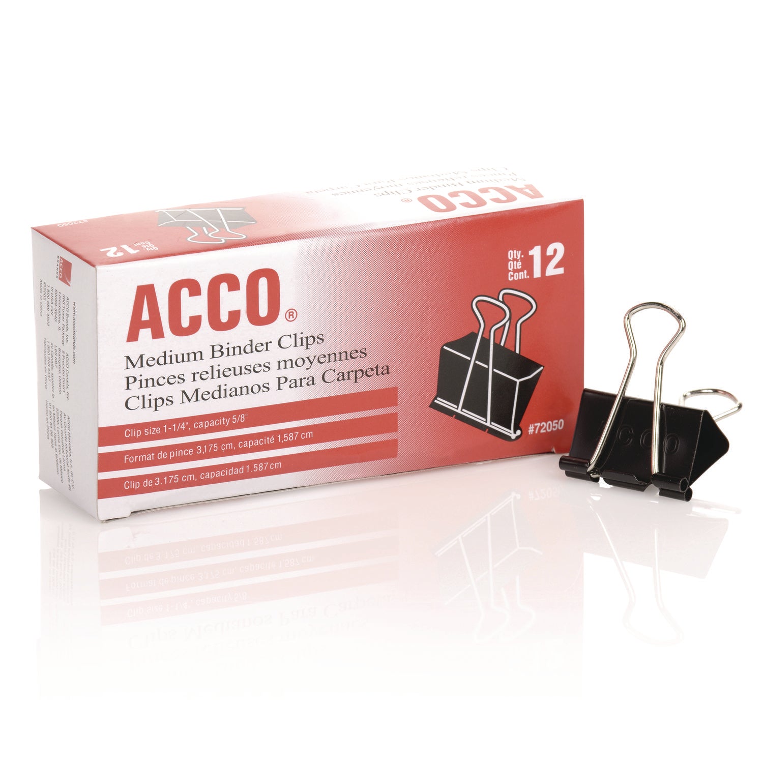 ACCO Medium Black/Silver Binder Clips - 12 Pack (1 Dozen) for Office Documents, School Papers & Home Organization