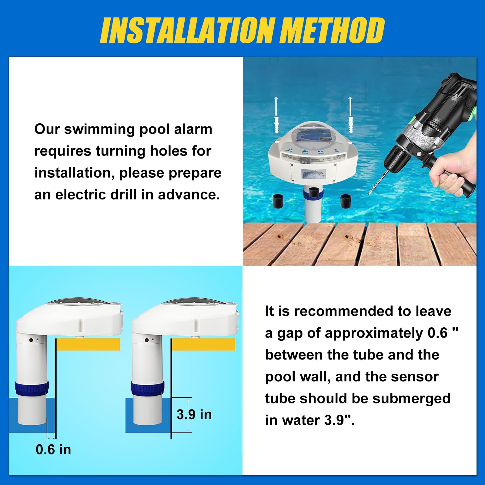 Pool Alarm with Remote Receiver - Battery Powered Pool Safety Monitor for Inground & Above Ground Pools | Underwater Drowning Detection System | Child & Pet Protection up to 16x32 sq.ft | Ideal for Backyard, Vacation Homes & Family Swimming Safety