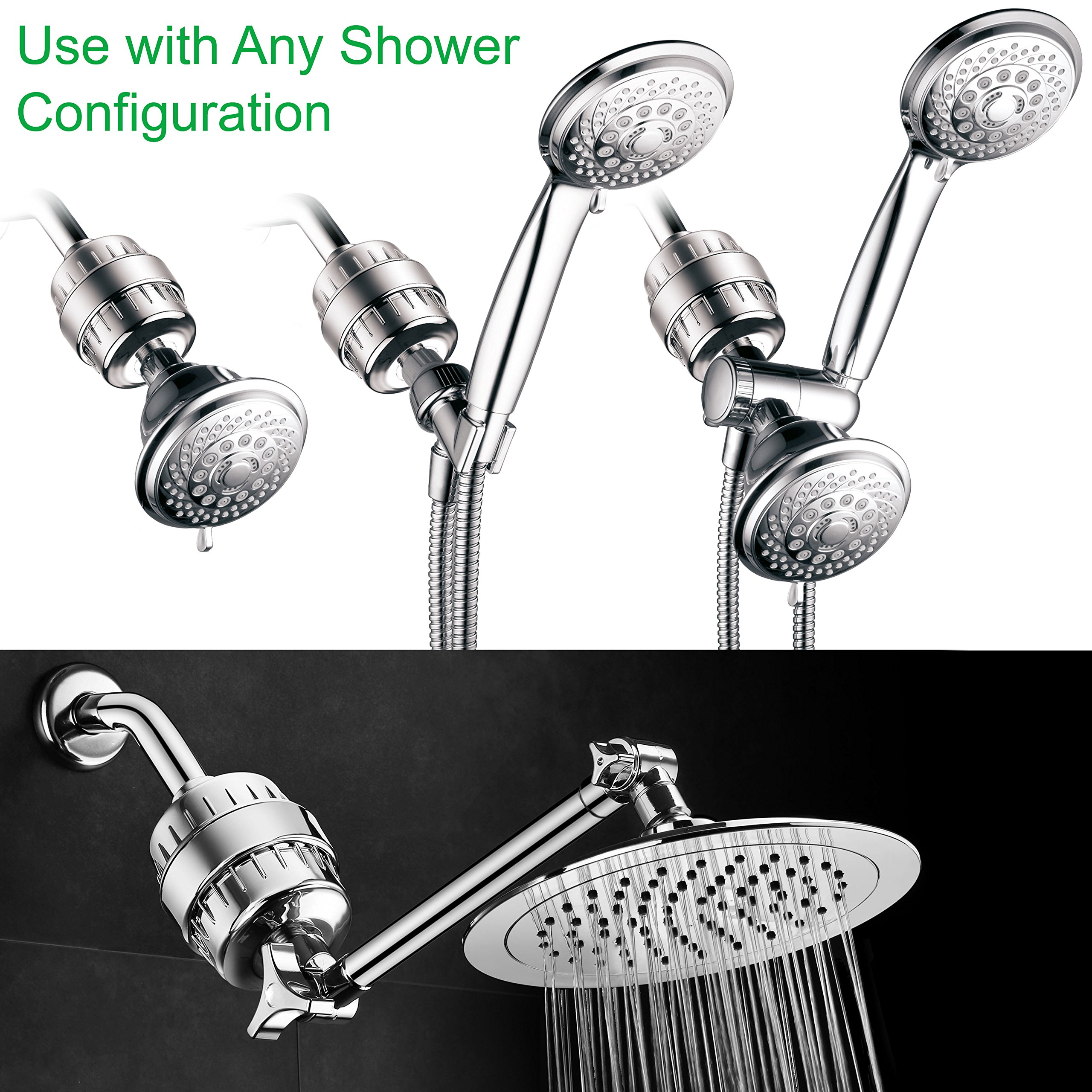 Premium High Pressure Shower Filter for Hard Water - 6-Setting Handheld Showerhead with Multi-Blend Filtration - Compatible with Hotel Spa Models 1126 & 1130 - Perfect for Home Spa, Hotel Bathroom & Water-Sensitive Skin Care