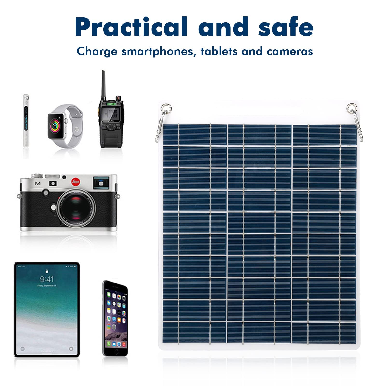 30W Solar Charger with Dual USB Ports - Jadeshay Portable Polycrystalline Solar Panel for Phones, Tablets & Devices - Perfect for Camping, Hiking, Travel & Emergency Power Outdoors