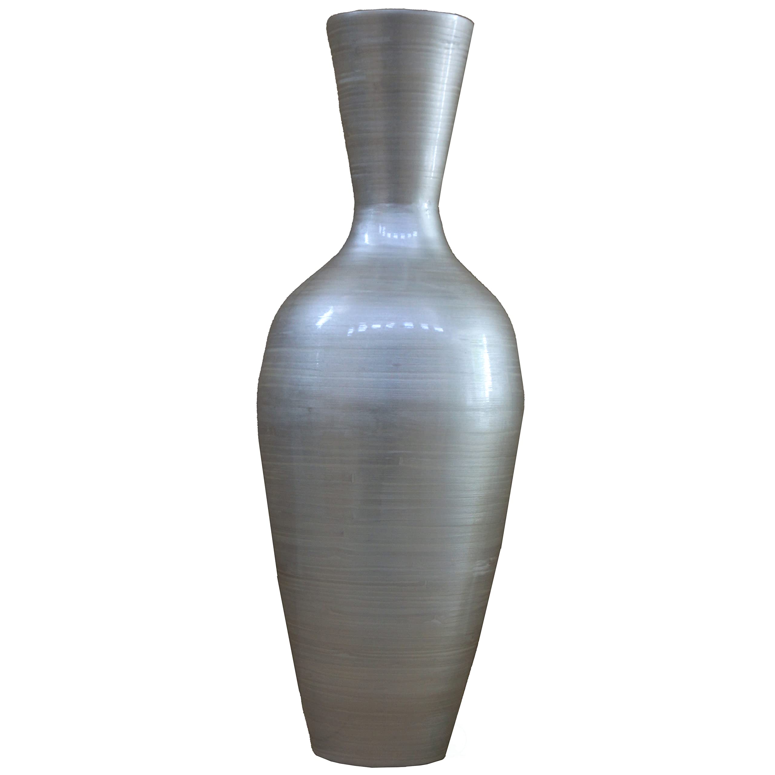 37 Inch Tall Bamboo Floor Vase - Modern Silver Large Flower Holder for Dining Room, Living Room & Entryway Decor | Perfect for Home, Office & Wedding Centerpieces