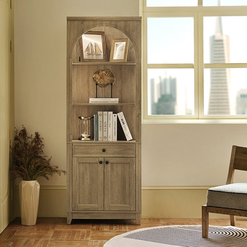 Baggio Modern Storage Bookcase with Smooth Glide Drawers and LED Lights - Stylish Bookshelf for Living Room, Bedroom, or Office Organization