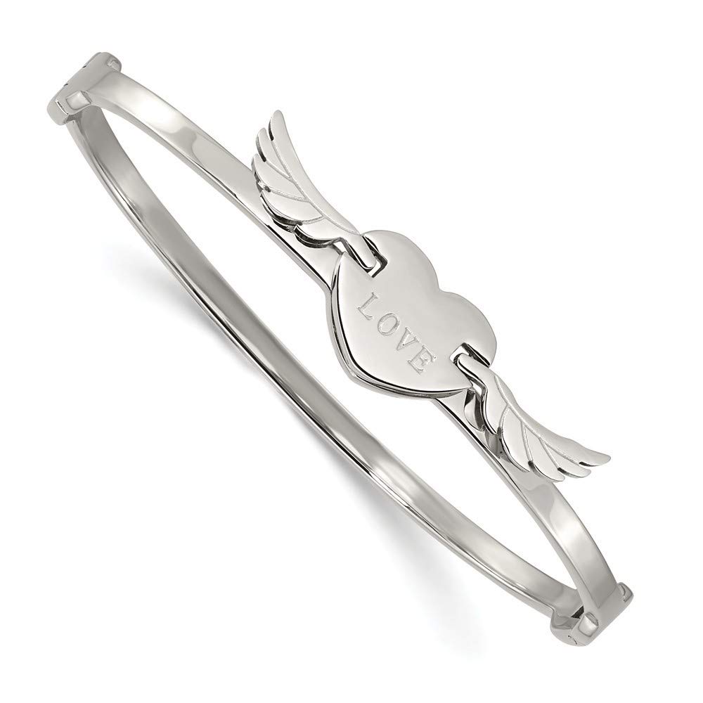 Stainless Steel Angel Wing Heart Bracelet - Adjustable Hinged Love Jewelry Gift for Women | Romantic Anniversary, Valentine's Day & Birthday Present