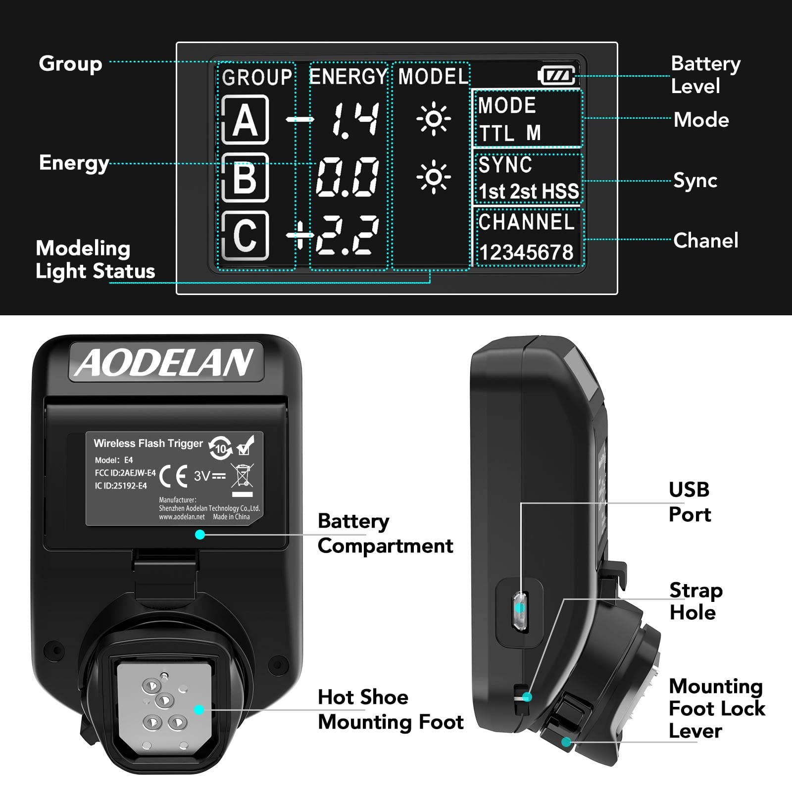 AODELAN TTL Flash Trigger for Nikon DSLR & Mirrorless Cameras - 1/8000s High-Speed Sync HSS - Compatible with Profoto A1, D2, Pro-10, B10 - Replacement for Profoto Air Remote TTL - Perfect for Studio Photography, Portrait Shooting & Outdoor Flash Photography