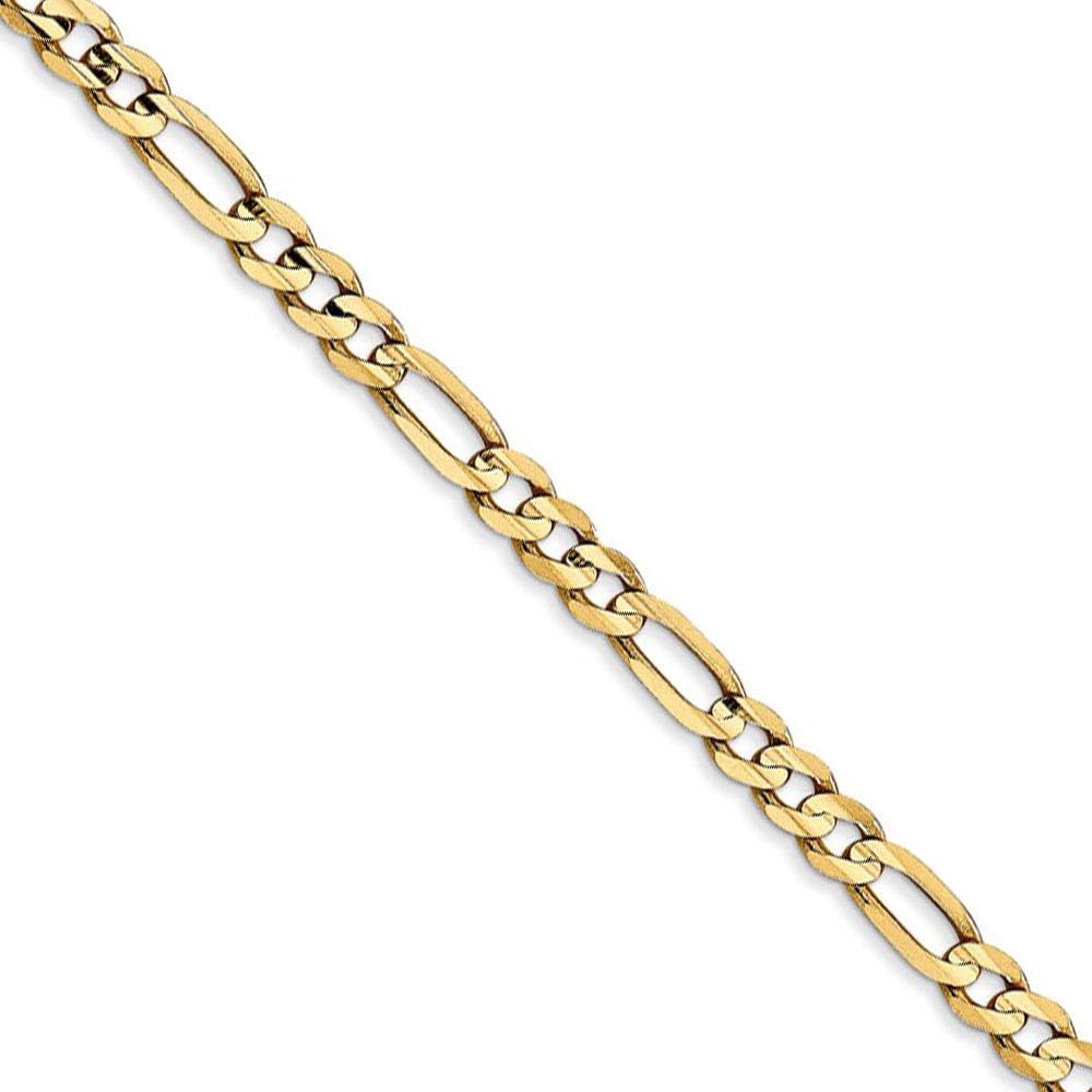 The Black Bow 4mm 14k Yellow Gold Open Concave Figaro Chain Necklace - Perfect for Elegant Evening Events and Stylish Everyday Wear