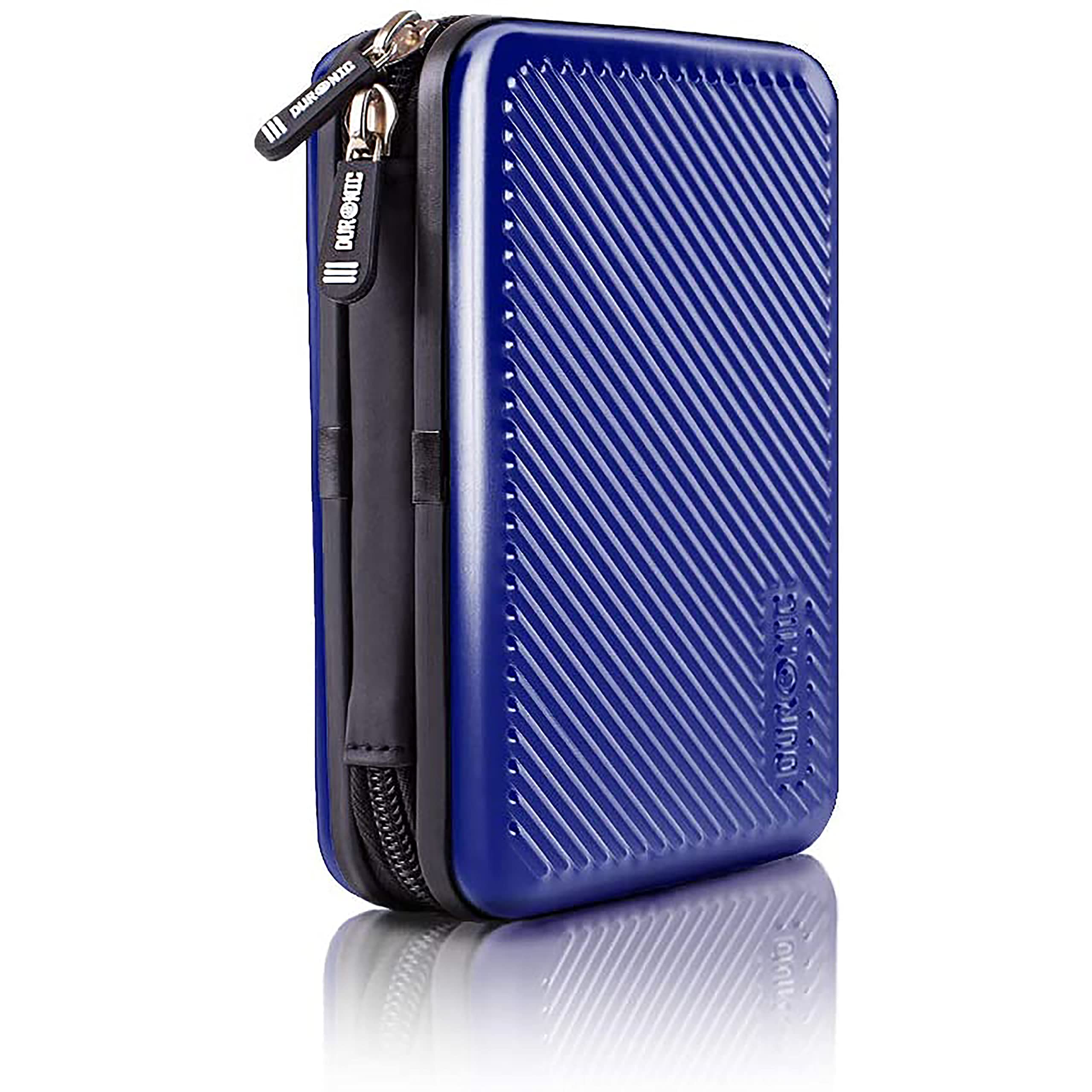Duronic HDC3/BE Aluminum Hard Drive Case - Portable Protective Storage Pouch for External Hard Drives & Cables (Blue) | Lightweight & Durable | Compatible with WD, Toshiba, Buffalo, Seagate, Samsung | Perfect for Travel, Office & Data Backup