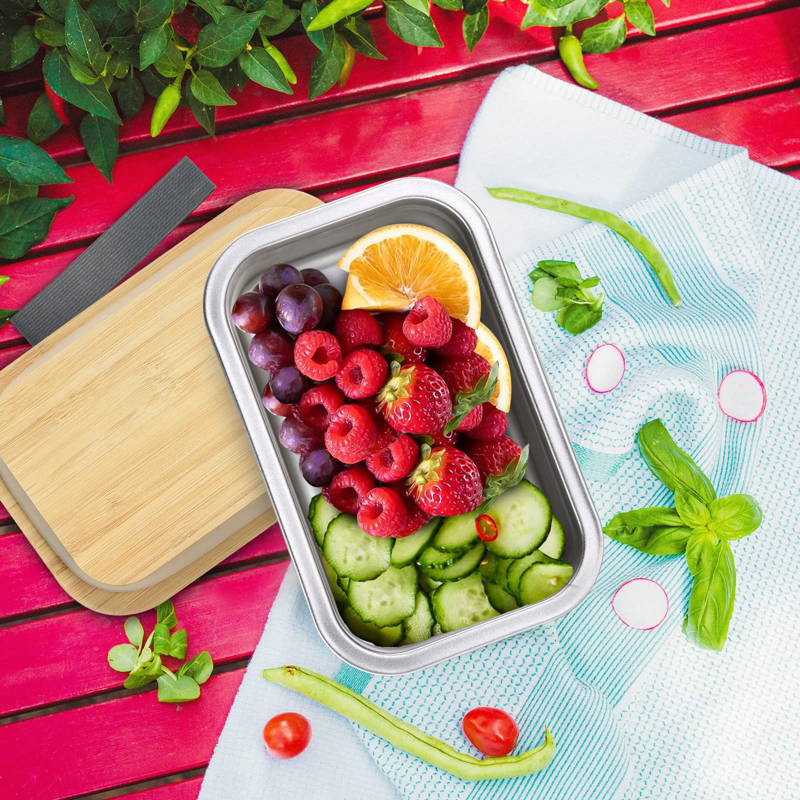 Stainless Steel Bento Lunch Box - 13oz Leak-Proof Food Container with Easy-Open Lid, Dishwasher Safe & Eco-Friendly for Office, School, Picnics | Perfect for Meal Prep, Snacks, Fruits & Salads