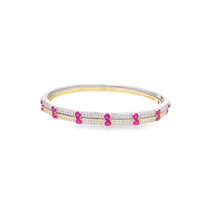 Elegant Thin Pavé Station Stone Bangle Bracelet for Women - Perfect for Everyday Wear, Parties & Special Occasions