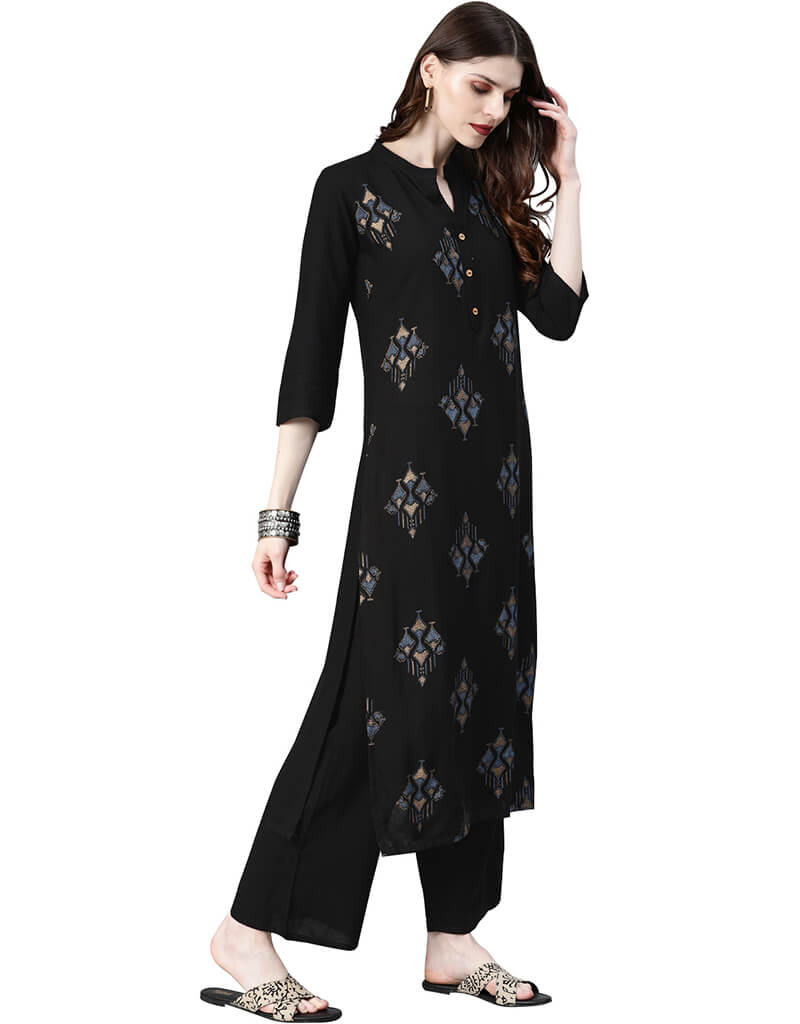 Black Rayon Palazzo Straight Pants for Women - Comfortable Wide Leg Trousers for Office, Travel & Casual Wear