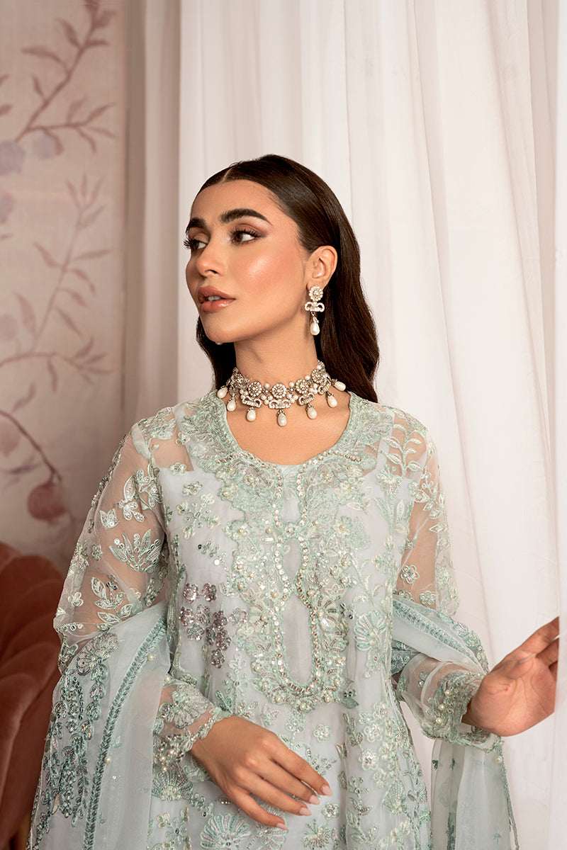 MAH JABEEN 3-Piece Organza Embroidered Pret Dress Set - Elegant Formal Wear for Weddings, Parties & Special Occasions