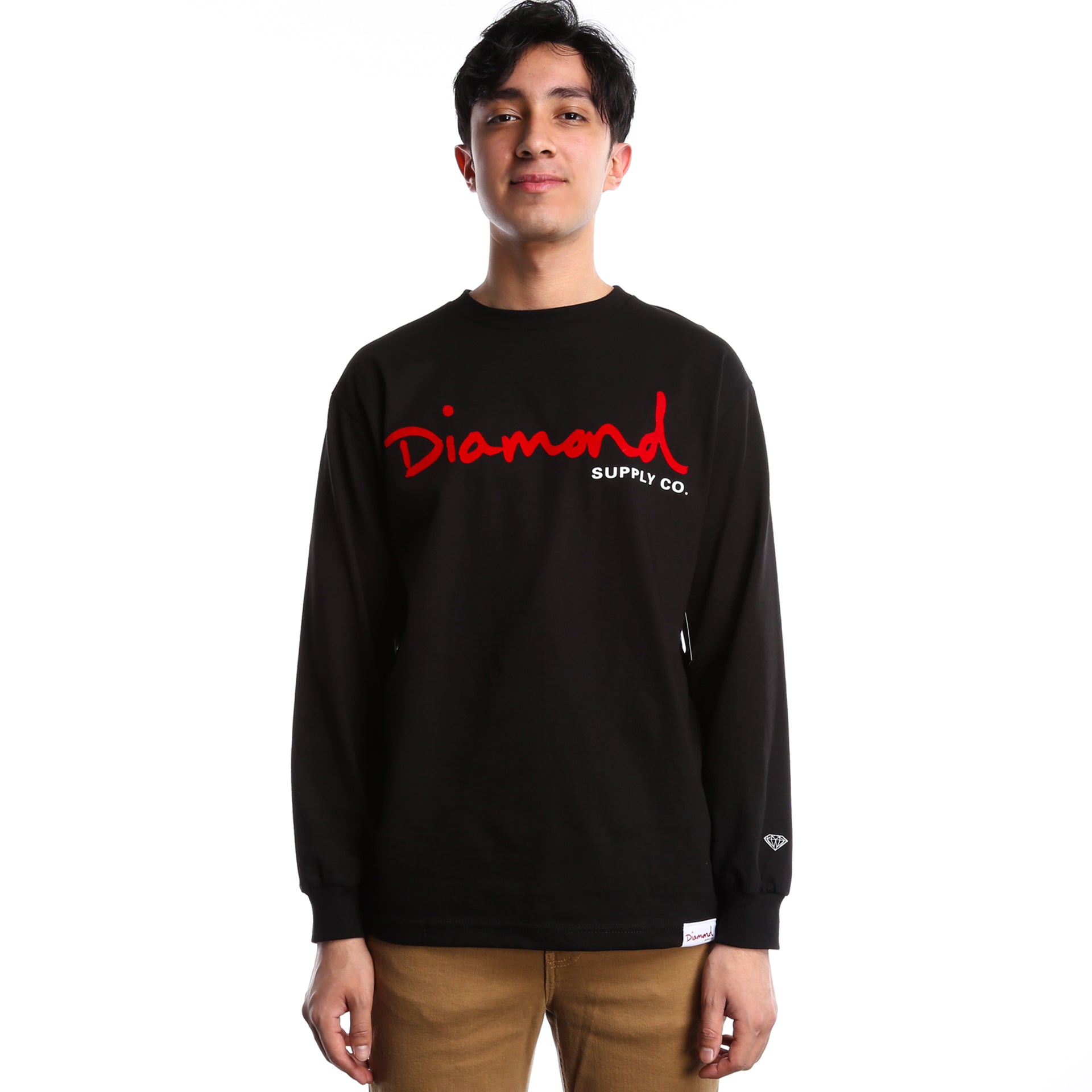 Diamond OG Script Long Sleeve T-Shirt for Men - Black | Streetwear Fashion, Casual Wear & Urban Style