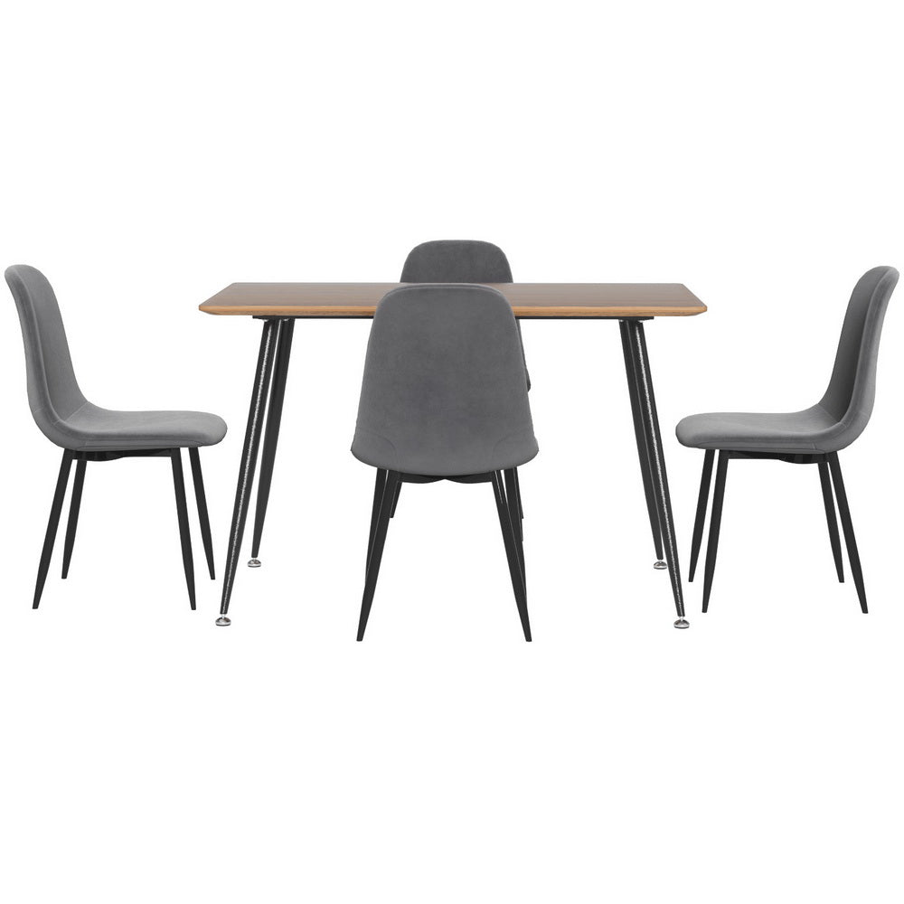 Artiss 5-Piece Grey Metal Dining Table Set with 4 Chairs - Modern Kitchen & Dining Room Furniture for Small Spaces & Apartments