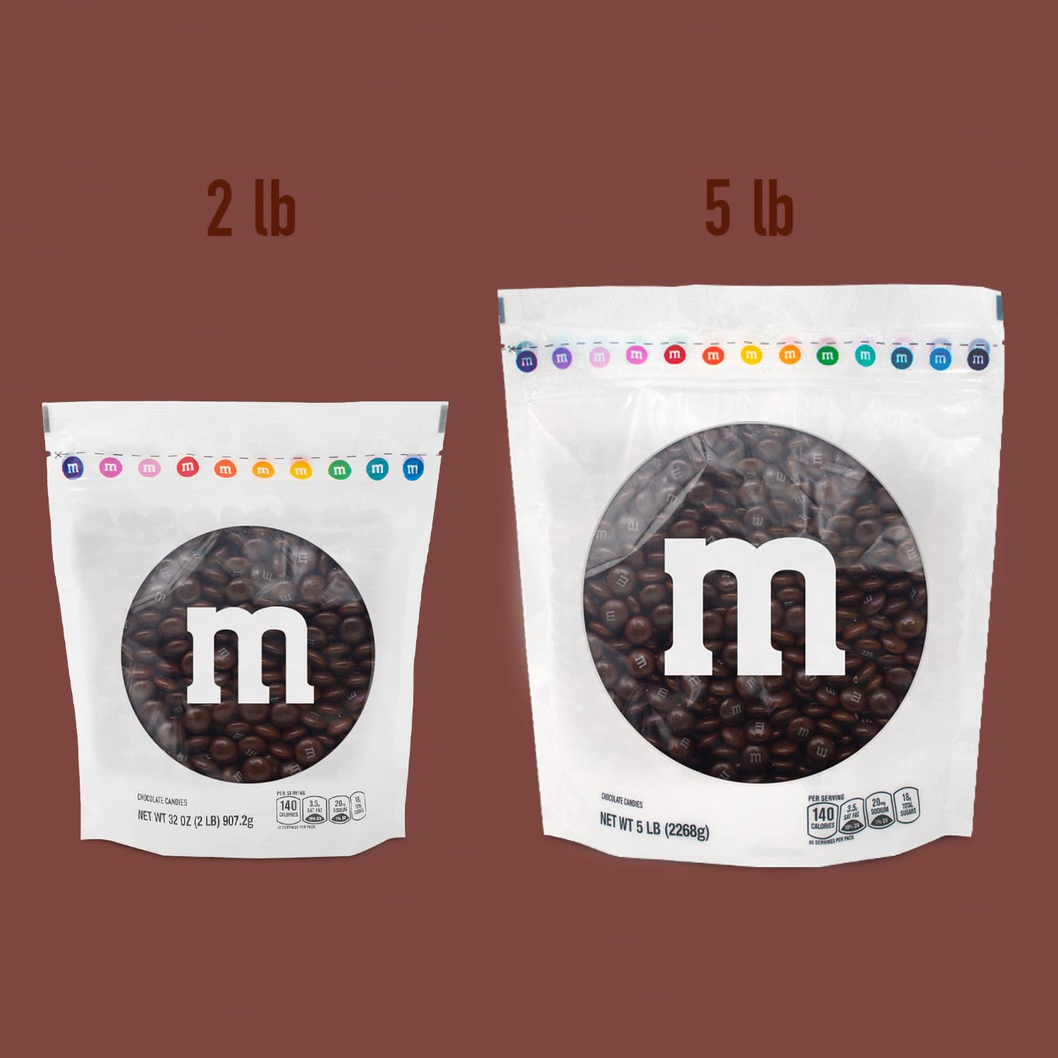 M&M'S Brown Milk Chocolate Candy - 2lb Bulk Resealable Bag | Perfect for Birthdays, Graduations, Weddings, Thanksgiving Desserts & Chocolate Gift Boxes | Party Favors, Office Snacks & Movie Night Treats
