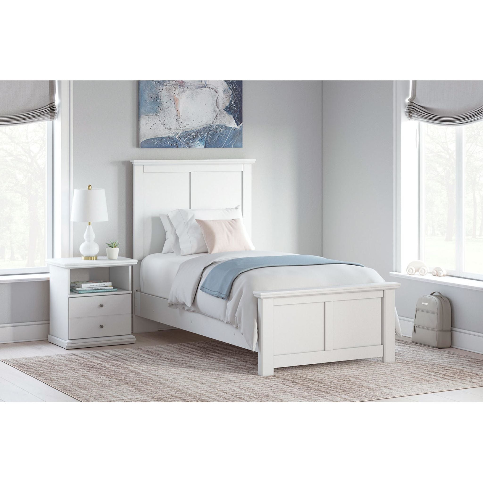 Bostwick Shoals Panel Bed - Queen Size White Wooden Bed Frame for Bedroom - Perfect for Modern, Farmhouse & Coastal Home Decor