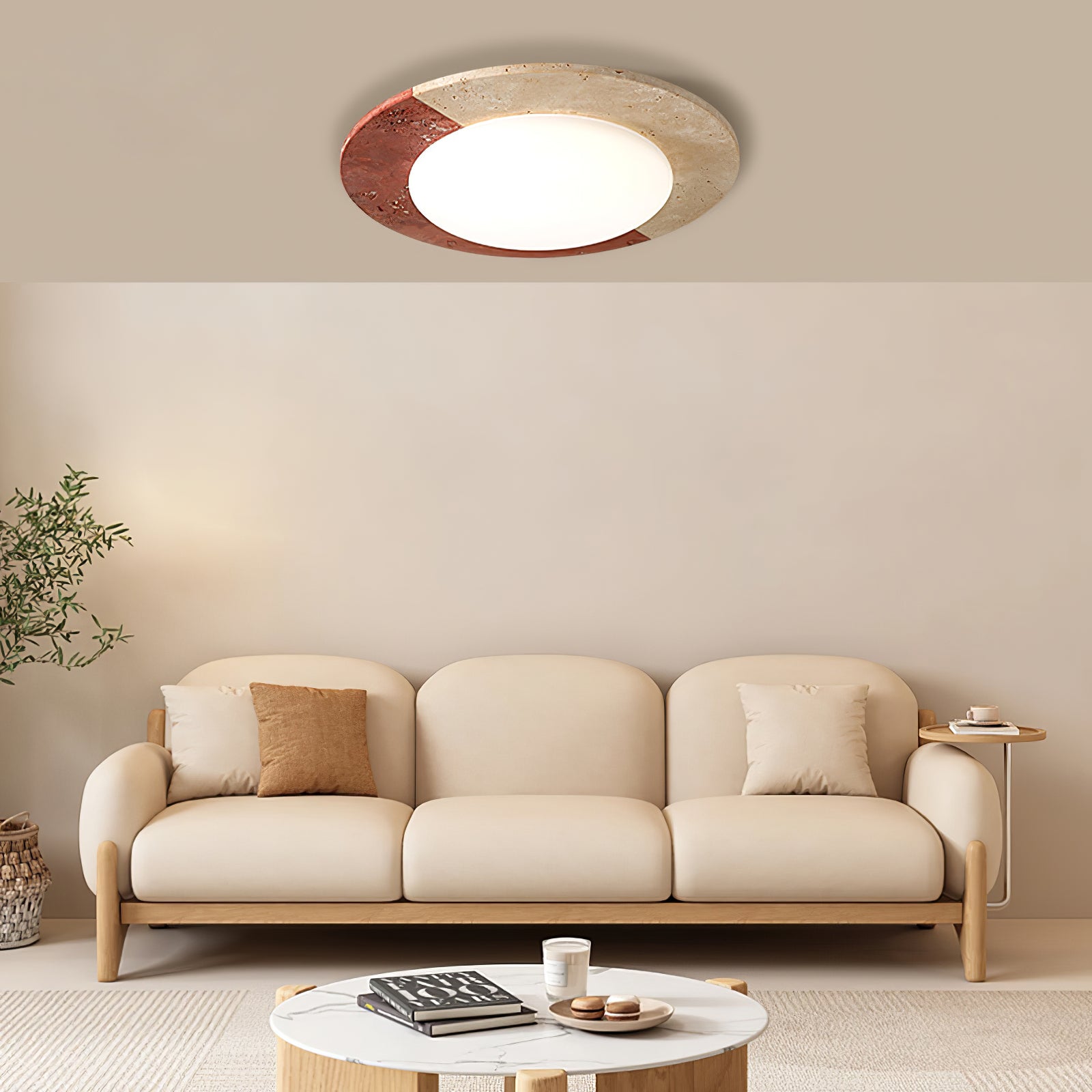 Celestial Travertine Ceiling Light Fixture - Modern Natural Stone Pendant Lamp for Dining Room, Living Room & Bedroom Lighting