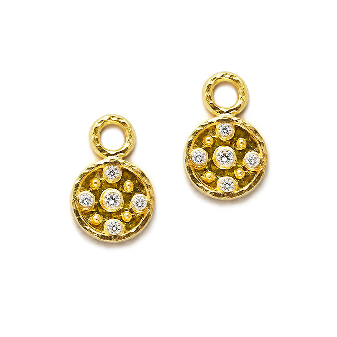 Elizabeth Locke 14K Gold & Diamond Disk Earrings - Elegant Dangle Charm Earrings for Women, Perfect for Weddings, Parties & Special Occasions