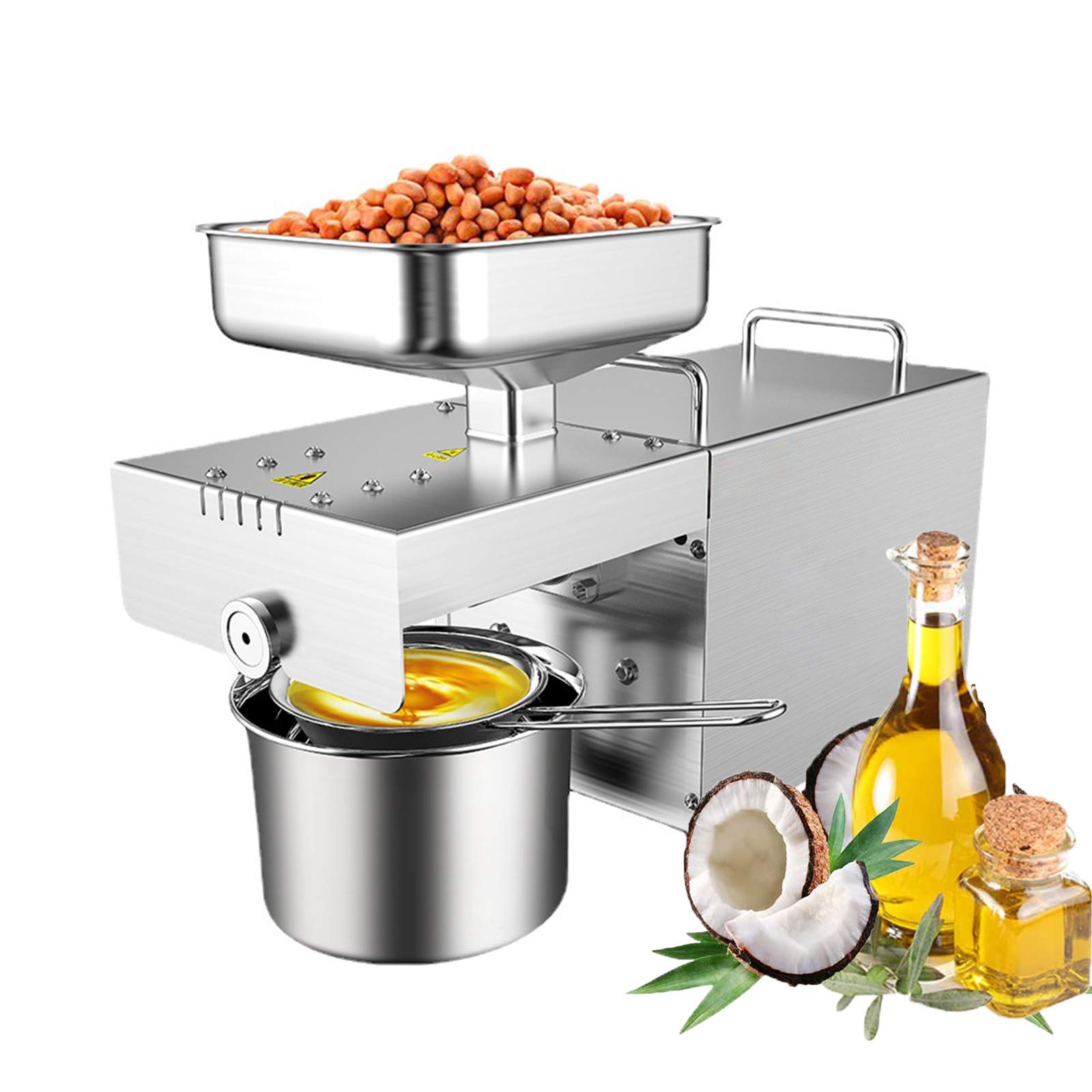 720W Stainless Steel Oil Press Machine - Cold & Hot Press for Avocado, Almond, Peanut, Sesame, Flaxseed & Rapeseed - Automatic Oil Extractor for Home & Commercial Use - Perfect for Healthy Cooking, Skincare & DIY Projects