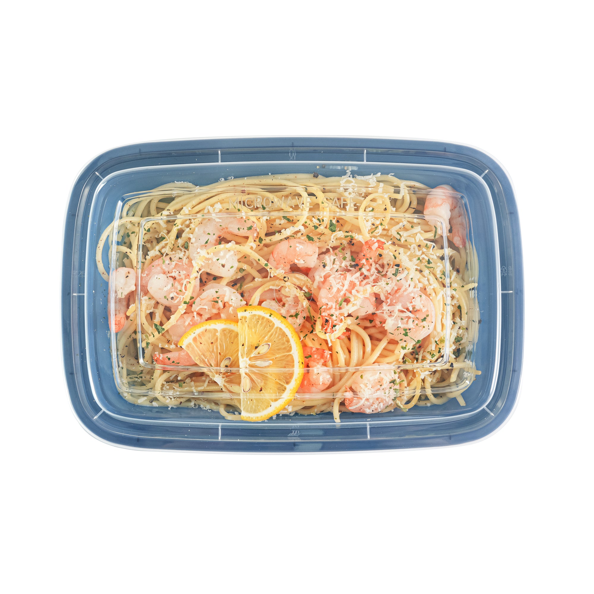 28oz Rectangle Midnight Blue Plastic Food Storage Containers with Clear Lids - Microwave Safe To-Go Boxes (8.75