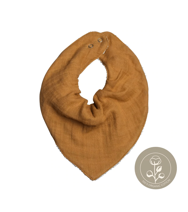 Fabelab Ochre Bandana Bib - Soft Organic Cotton Drool Bib for Babies & Toddlers - Perfect for Feeding, Teething, and Everyday Use