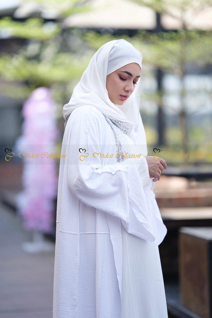Bianca Two-Piece Abaya with Shrug Set for Women - Modest Islamic Prayer Dress for Umrah & Hajj - Perfect for Mosque, Religious Ceremonies & Special Occasions