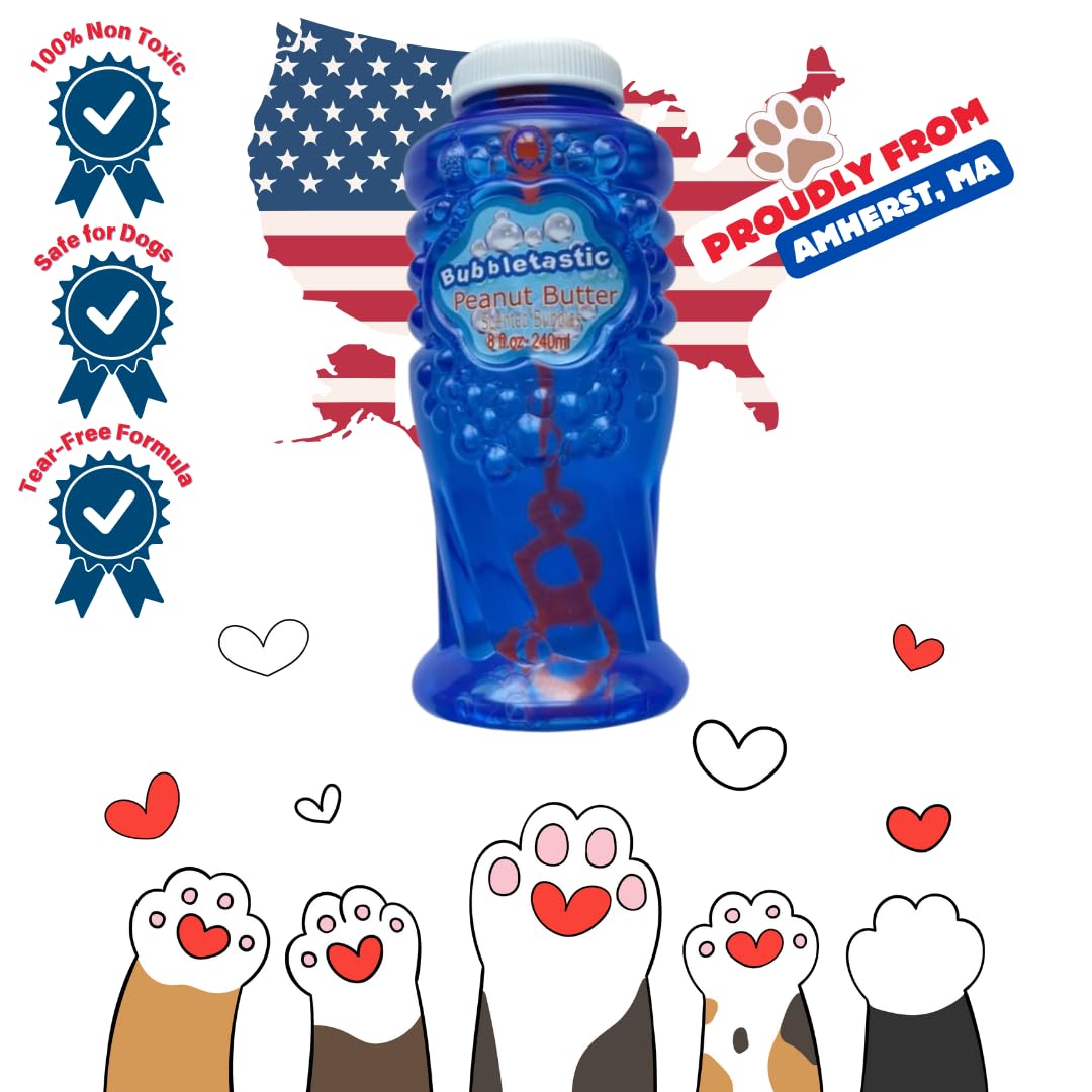 5 Pack Peanut Butter Scented Bubble Solution for Dogs & Kids - Non-Toxic, Tear-Free, Safe Pet & Child Play | Outdoor Fun, Bath Time, Training Reward, Birthday Parties