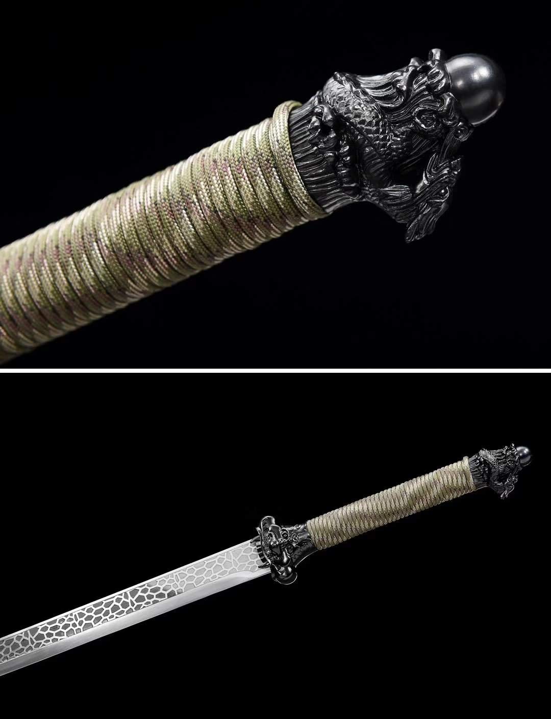 Handmade Dragon Tang Dao Sword - High Carbon Steel Full Tang Blade - Authentic Chinese Martial Arts Weapon for Collectors, Cosplay & Home Decor