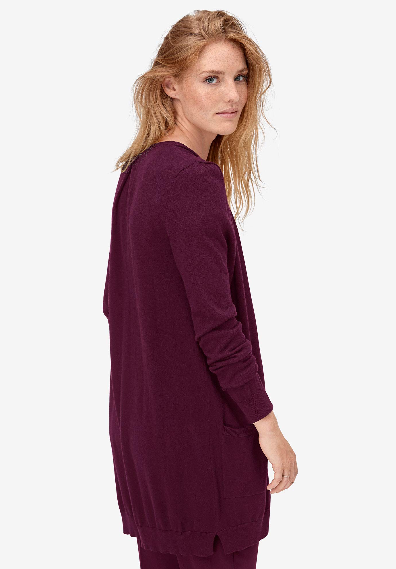 Ellos Women's Plus Size Boyfriend Cardigan - Soft Oversized Open Front Long Sleeve Knit Sweater for Casual Wear, Office & Lounge