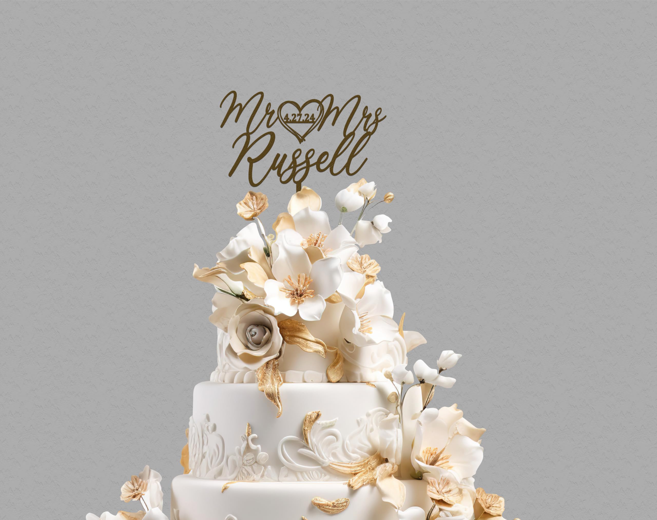Custom Mr. & Mrs. Wedding Cake Topper - Personalized Heart-Shaped Bride & Groom Cake Decor - Perfect for Wedding Cakes, Anniversary Celebrations & Romantic Events