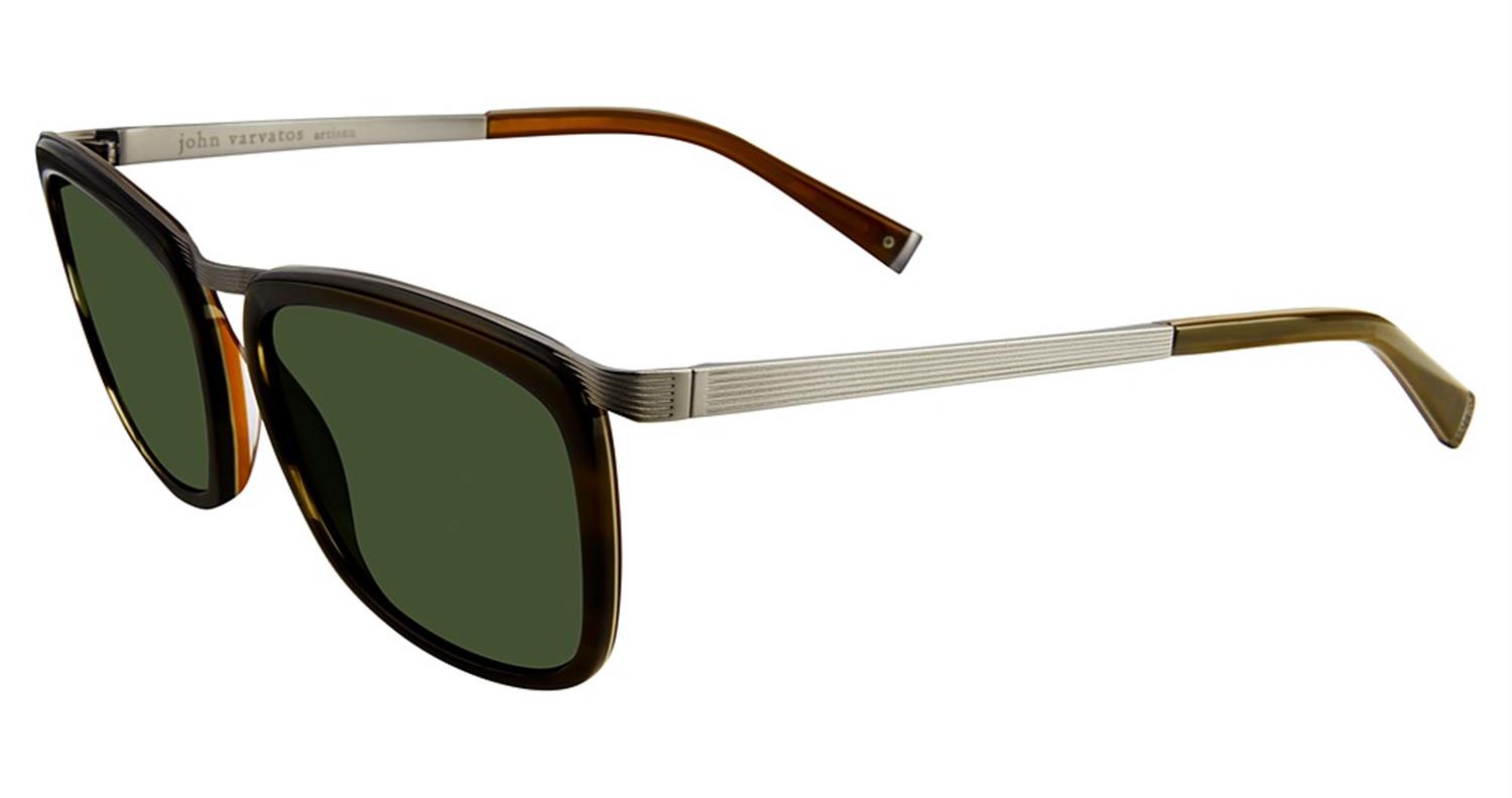 John Varvatos V520 Olive Horn Sunglasses for Men - Polarized UV Protection Aviator Style - Perfect for Driving, Travel & Outdoor Adventures