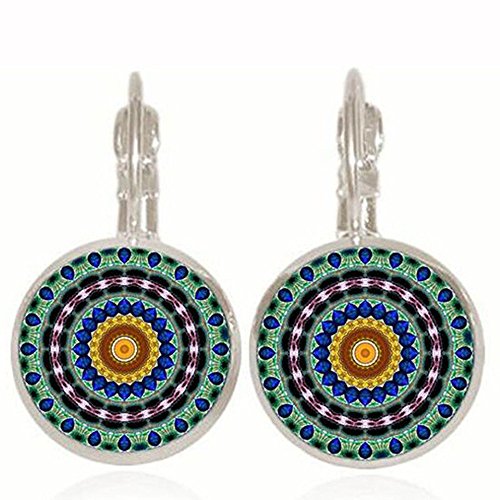 Elegant Silver Dangle Hoop Earrings for Women - Green Charm Stud Hook Earrings | Perfect for Parties, Weddings & Everyday Wear (One Size)