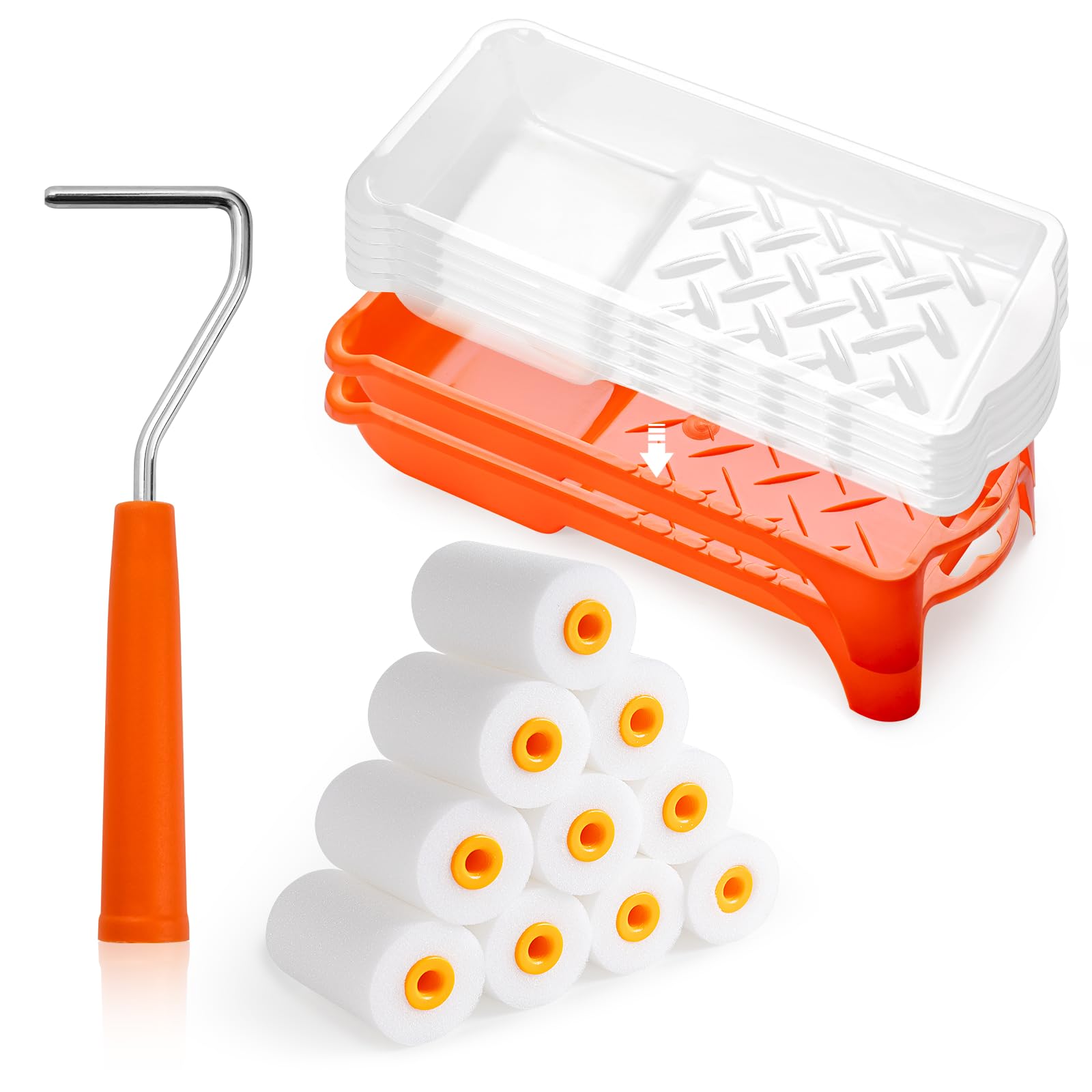 18 Pcs 2 Inch Small Foam Paint Roller Kit - 10 Pack High-Density Foam Rollers, Paint Tray & Liner - Mini Paint Roller for Walls, Doors, Cabinets, Furniture - Perfect for DIY Home Painting Projects & Small Surface Touch-Ups