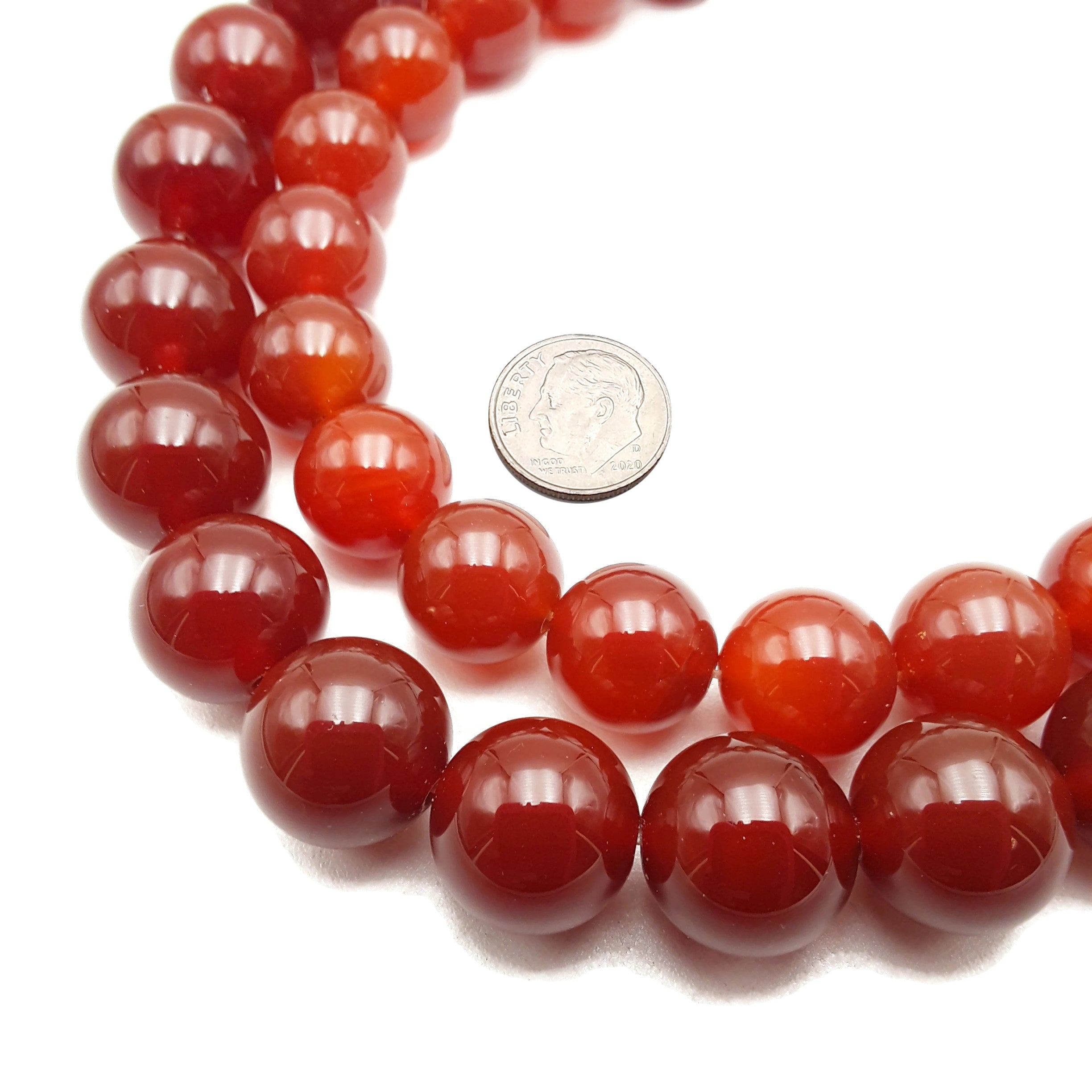 Natural Carnelian Smooth Round Beads - 14mm, 15.5mm, 16mm Gemstone Bead Strands for Jewelry Making, DIY Bracelets & Necklaces - Healing Crystal Beads for Meditation, Energy Balancing & Spiritual Practices
