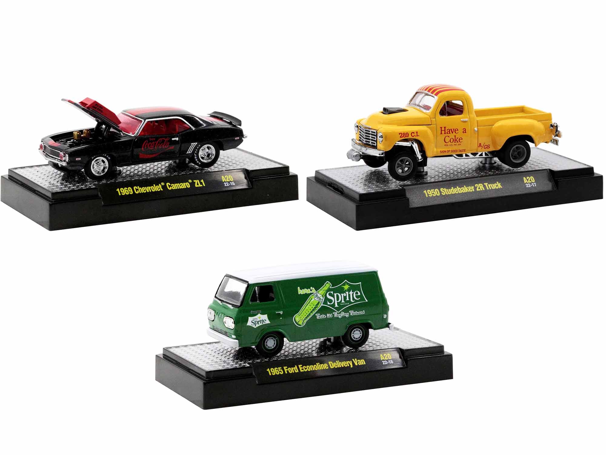 Limited Edition M2 Machines 1/64 Diecast Model Cars - Sodas Set of 3 Pieces (Only 8,750 Worldwide) - Perfect for Collectors & Display