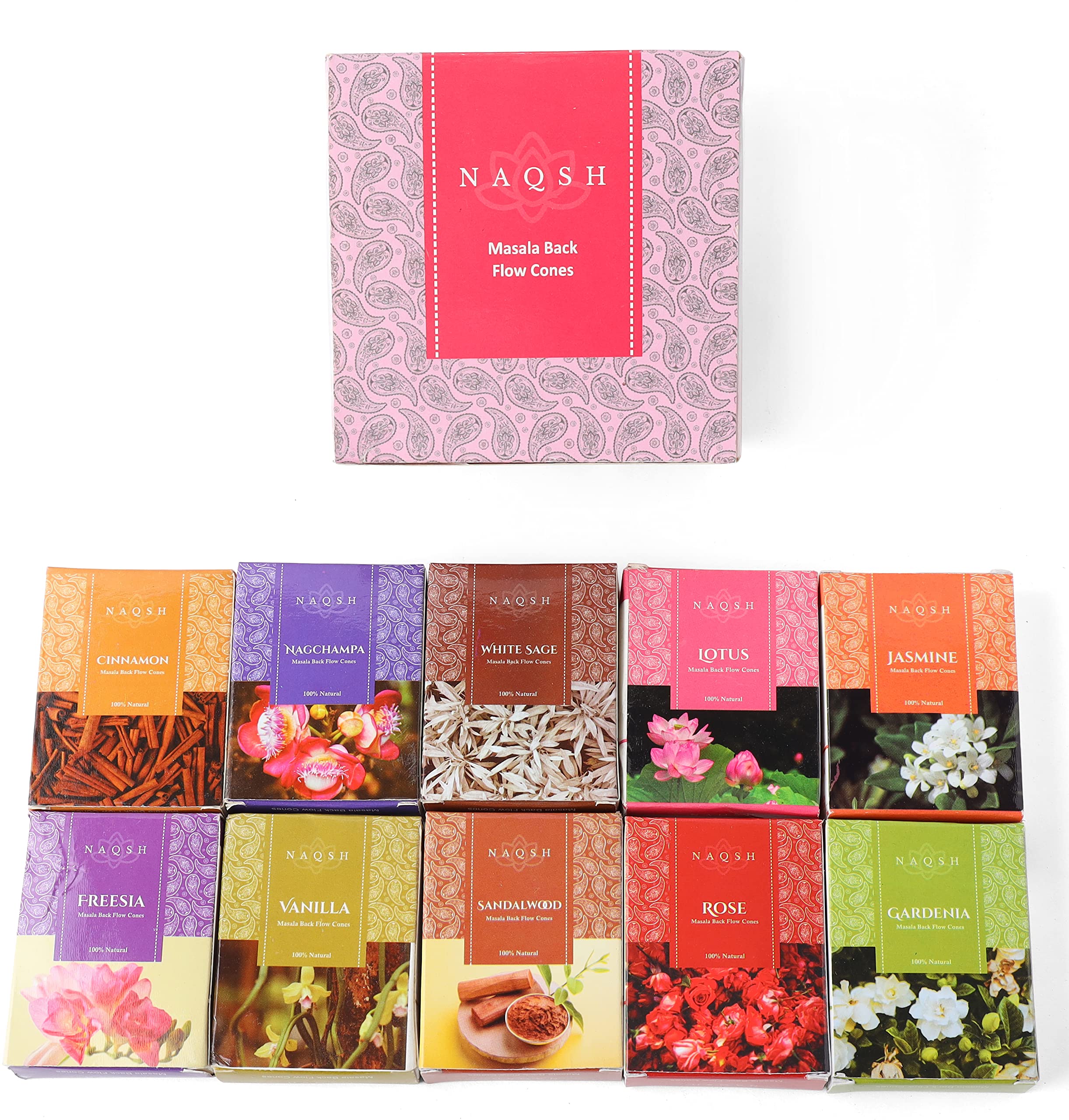 Premium Masala Backflow Incense Cones - 10 Assorted Aromas (8 Cones Each) | Natural & Handcrafted for Meditation, Yoga, Aromatherapy & Home Relaxation
