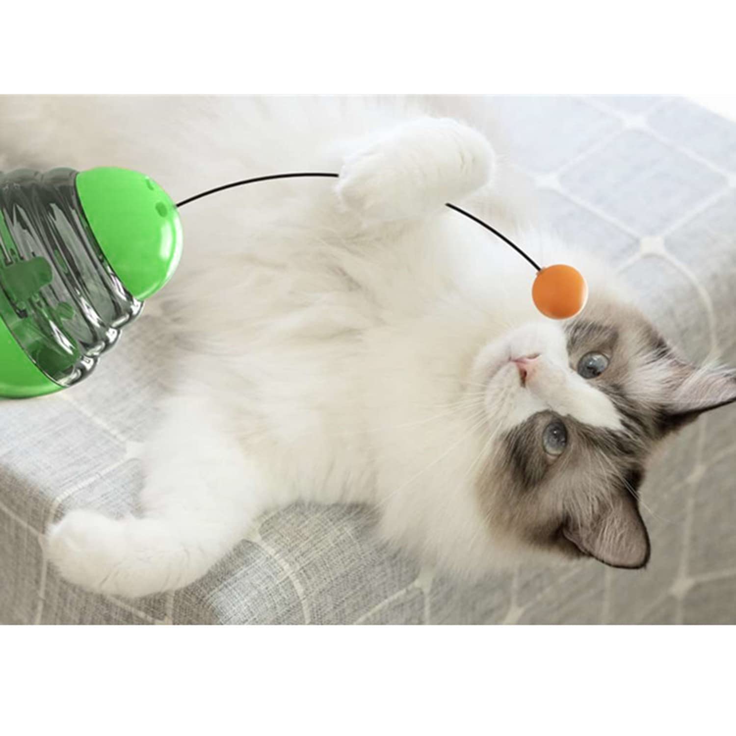 DARRLY&JAVEN Interactive Cat Treat Ball Toy - Food Dispenser Puzzle Feeder for Indoor Cats - Slow Feeding & Mental Stimulation (Green) - Perfect for Playtime & Mealtime Enrichment