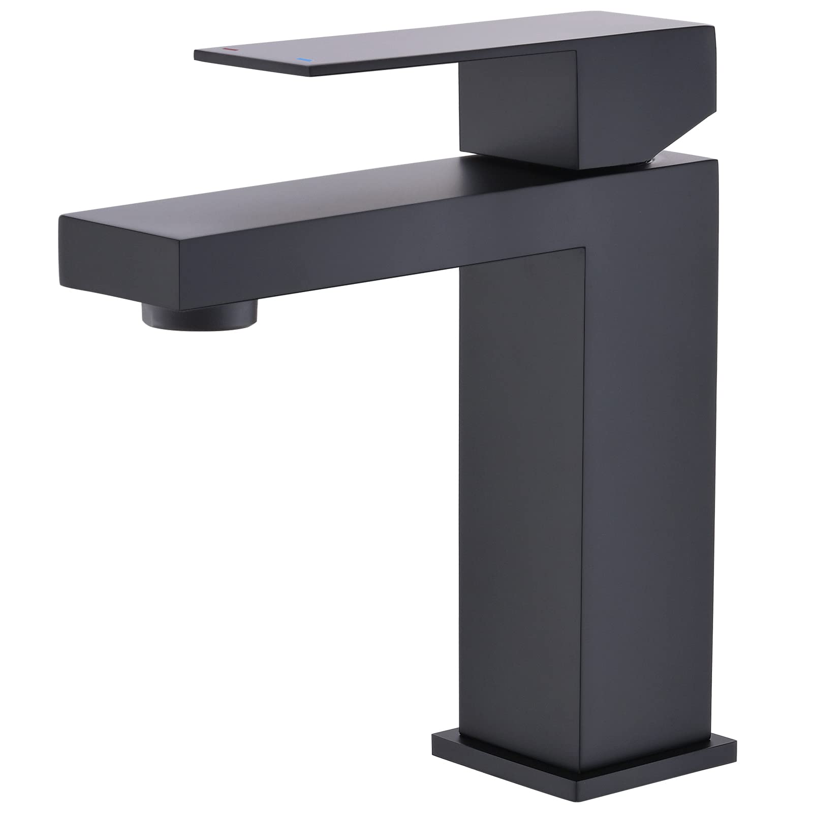 Black Single Hole Bathroom Sink Faucet - Square Stainless Steel Single Handle Vessel Faucet for Vanity & Lavatory | Perfect for Modern Home, Apartment, and Hotel Bathroom Renovations