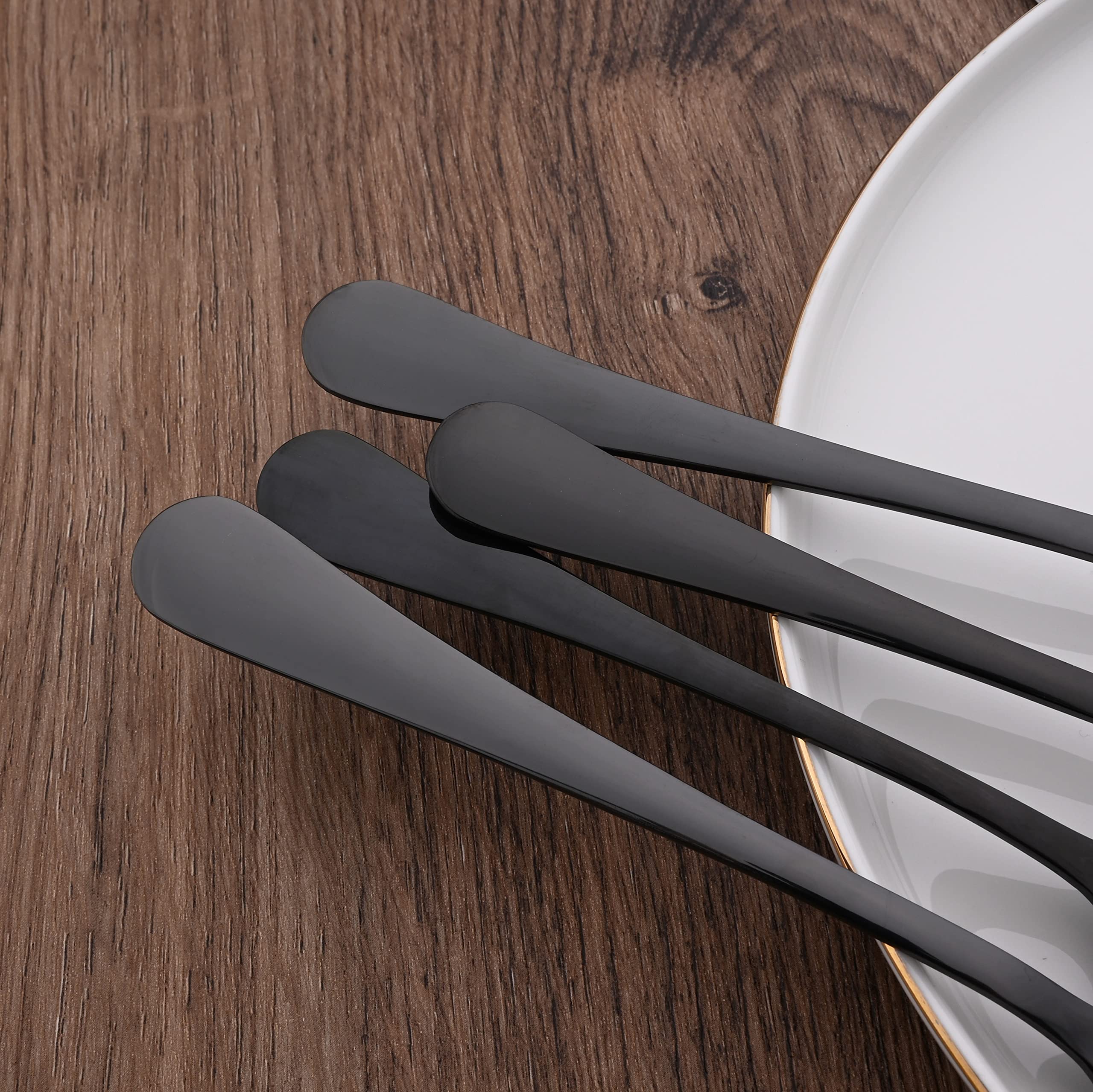 20-Piece Black Stainless Steel Flatware Set for 4 - Mirror Finish Silverware Cutlery Set with Knives, Forks & Spoons - Durable Dishwasher Safe Kitchen Utensils for Everyday Dining & Dinner Parties