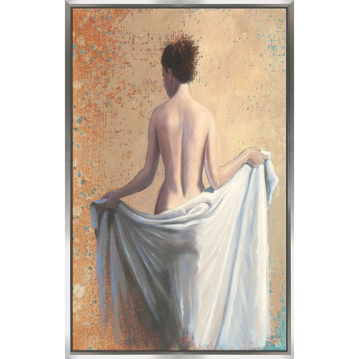 After the Bath Coral Print on Floating Canvas - Elegant Wall Art for Bathroom, Bedroom & Living Room Decor