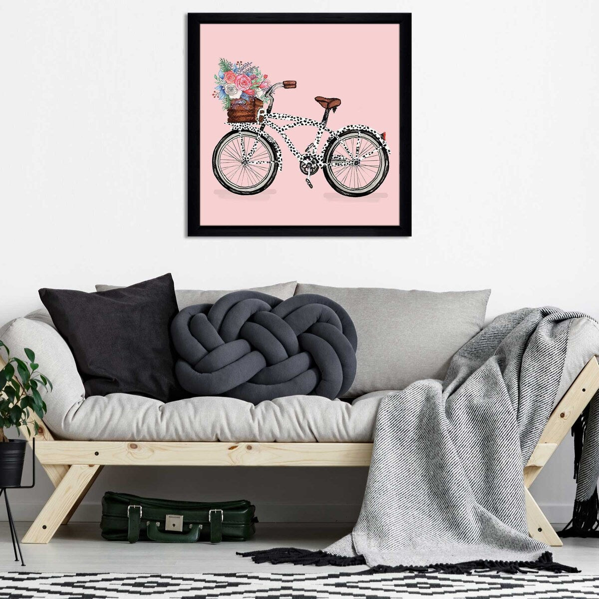 Floral Print Acrylic Bicycle Wall Art - Perfect for Home Decor, Living Room, Bedroom, and Office Decoration