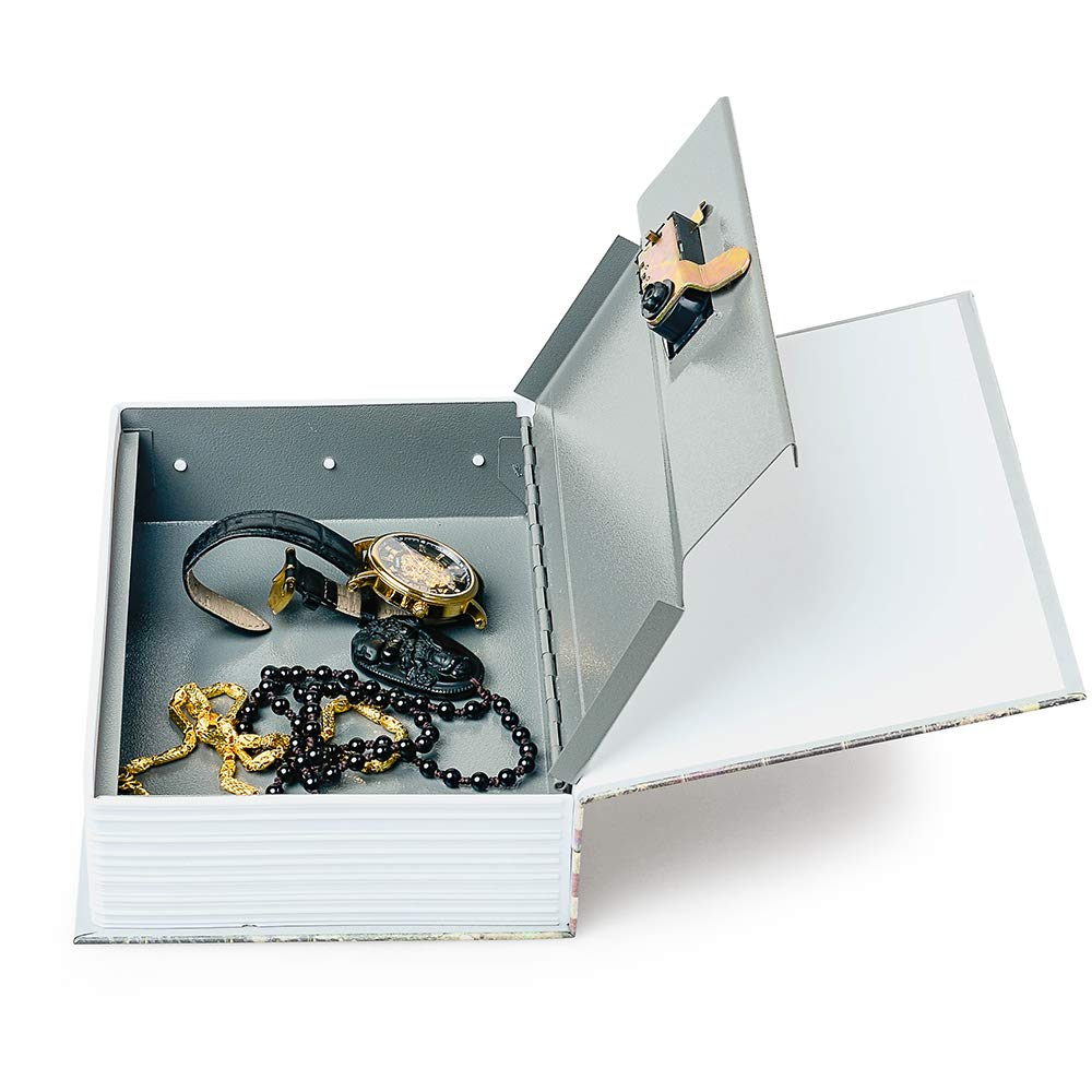 Diversion Book Safe Storage Box (9.5×6×2.2 Inches) - Dictionary Secret Safe with Security Key Lock - Hidden Book Safe for Valuables - Perfect for Home Security, Cash Storage & Travel Safety (Paris Style, Includes Key)
