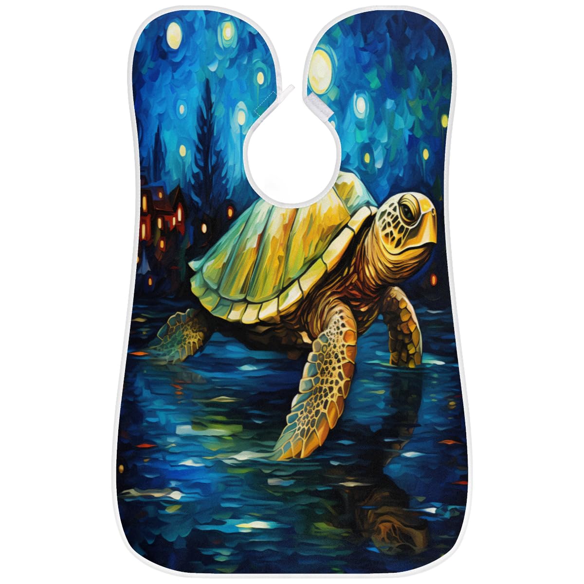 Turtle Oil Painting Beard Shaving Bib for Men - Waterproof Makeup & Hair Dye Apron for Artists & Barbers - Hair Cutting Cape & Sink Hair Catcher - Perfect Gift for Beard Trimming & Lineup Tools (Great for Salon, Home Grooming & Tattoo Shops)